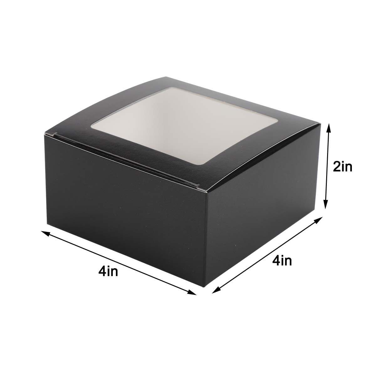 Frantis 24 Pack Black Gift Boxes with Window - 4x4x2 Inches Soap Packaging Boxes for Party Favors, Elegant Ribbons Included | Perfect for Wedding, Birthday, Christmas Gifts & Soap Display Packaging