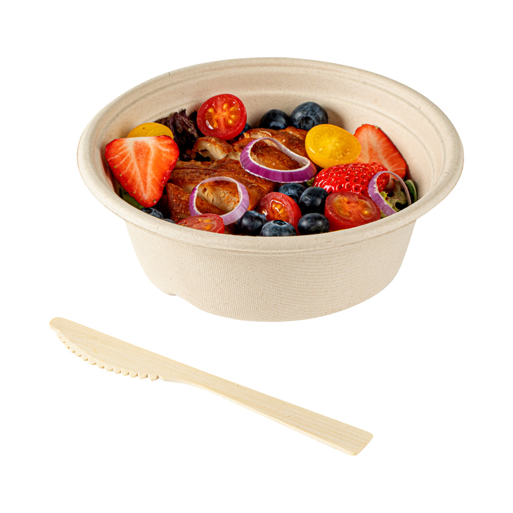 Eco-Friendly Bamboo Disposable Knives - 100 Count Box with Kraft Paper Pouch (7