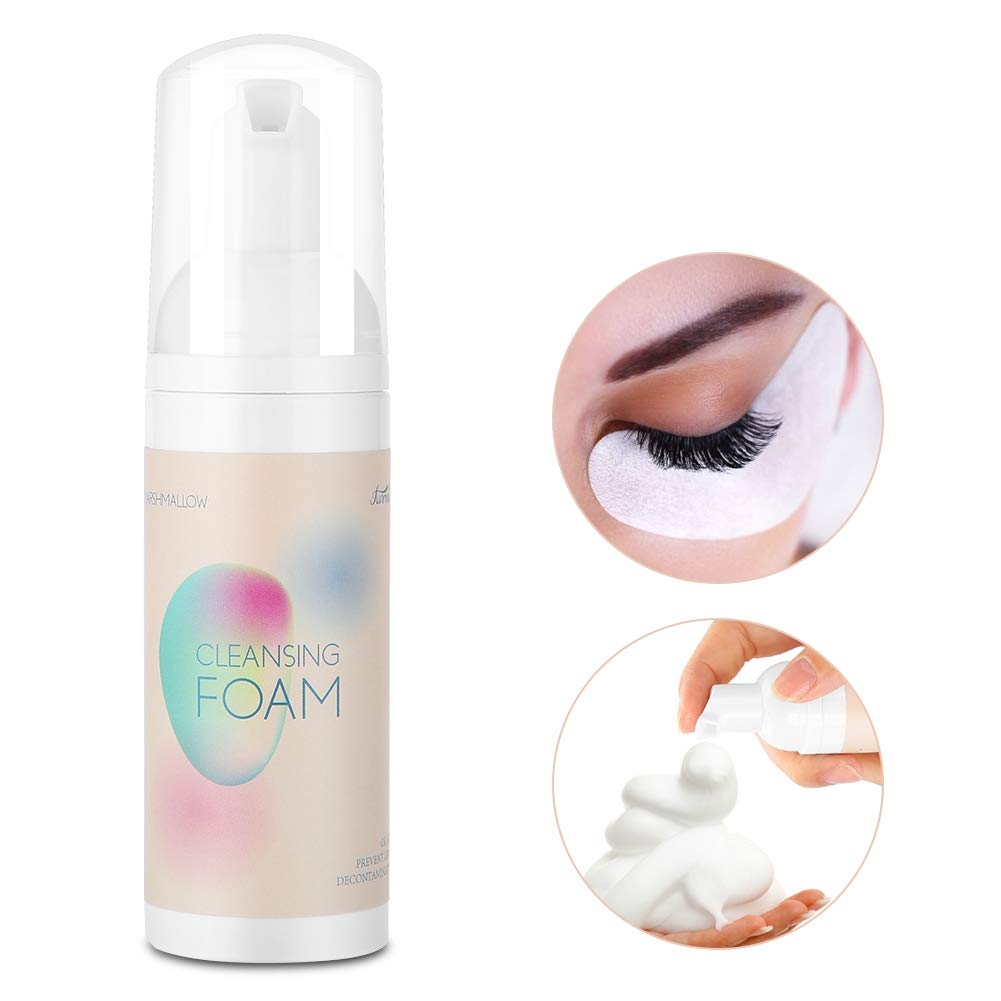 Eyelash Brush & Foam Cleanser for Extensions - Eye Wash & Glue Cleaner for Makeup & Dust Removal