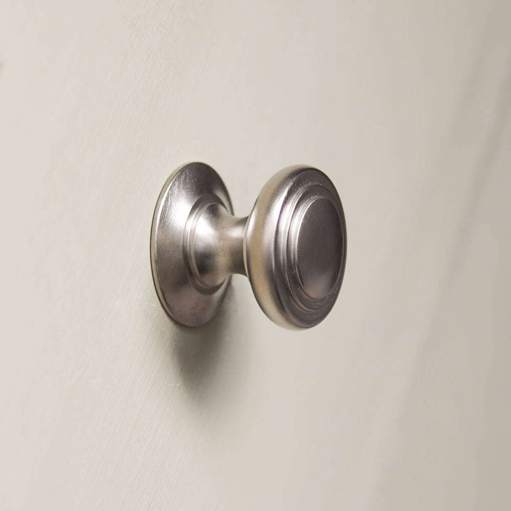 Satin Nickel Stepped Cushion Cabinet Knob - Elegant Drawer Pulls for Kitchen Cabinets, Dressers & Furniture (Set of 10) - Perfect for Home Renovation & DIY Decor Projects