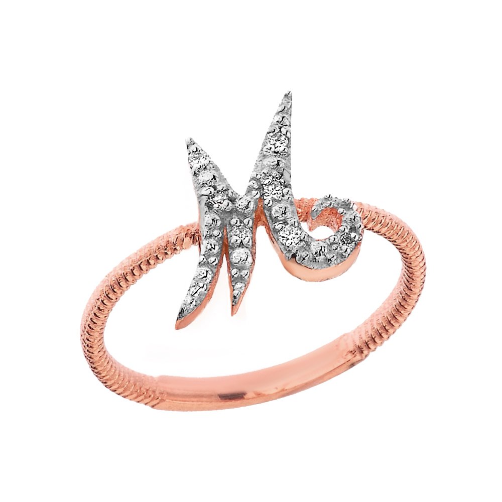 10K Rose Gold Diamond Initial Letter 