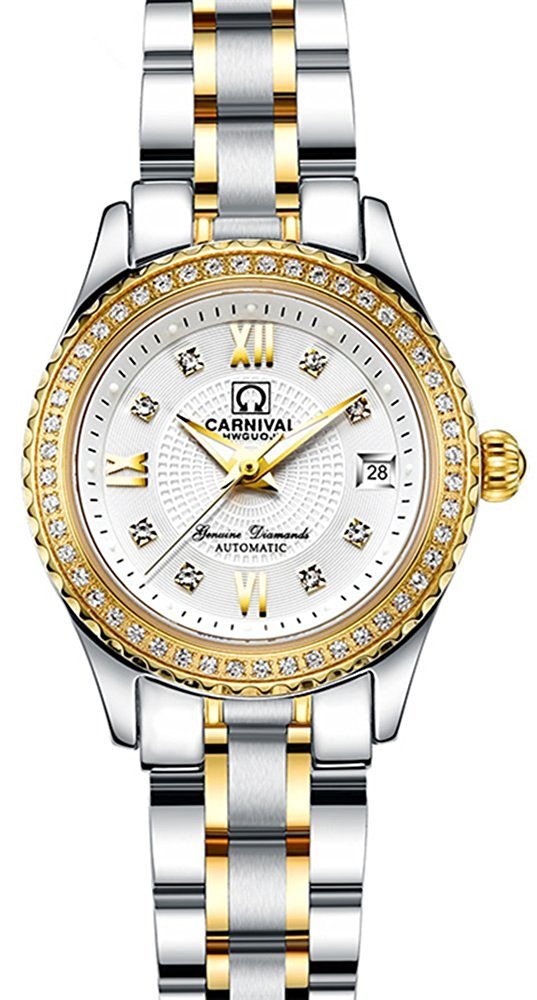 Luxury Automatic Dress Watches for Men and Women - Gold & Silver Stainless Steel Couple Watch Set (His & Hers) - Perfect for Weddings, Anniversaries, and Formal Occasions