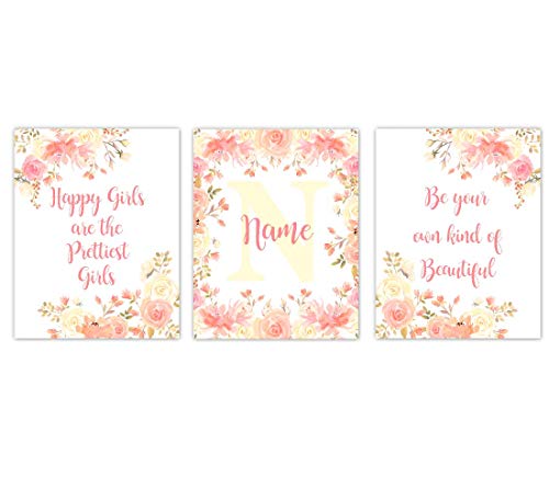 Baby Girl Floral Wall Art - Watercolor Nursery Prints for Girls' Room Decor