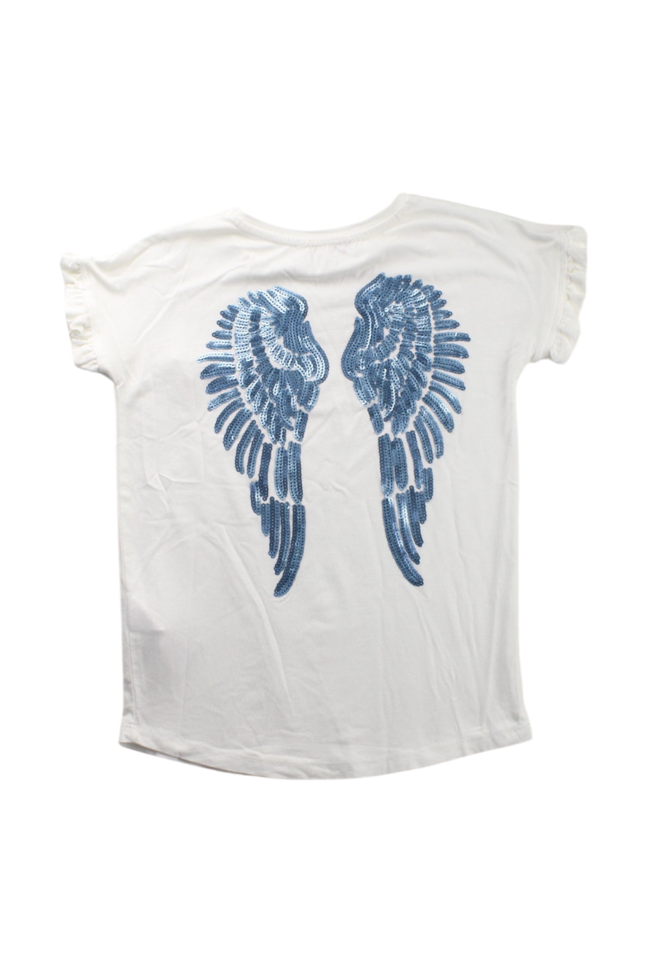 Angel's Face Ruffled Sleeve Embellished Top for Girls Size 5-6T - Perfect for Birthday Parties, School Photos & Special Occasions