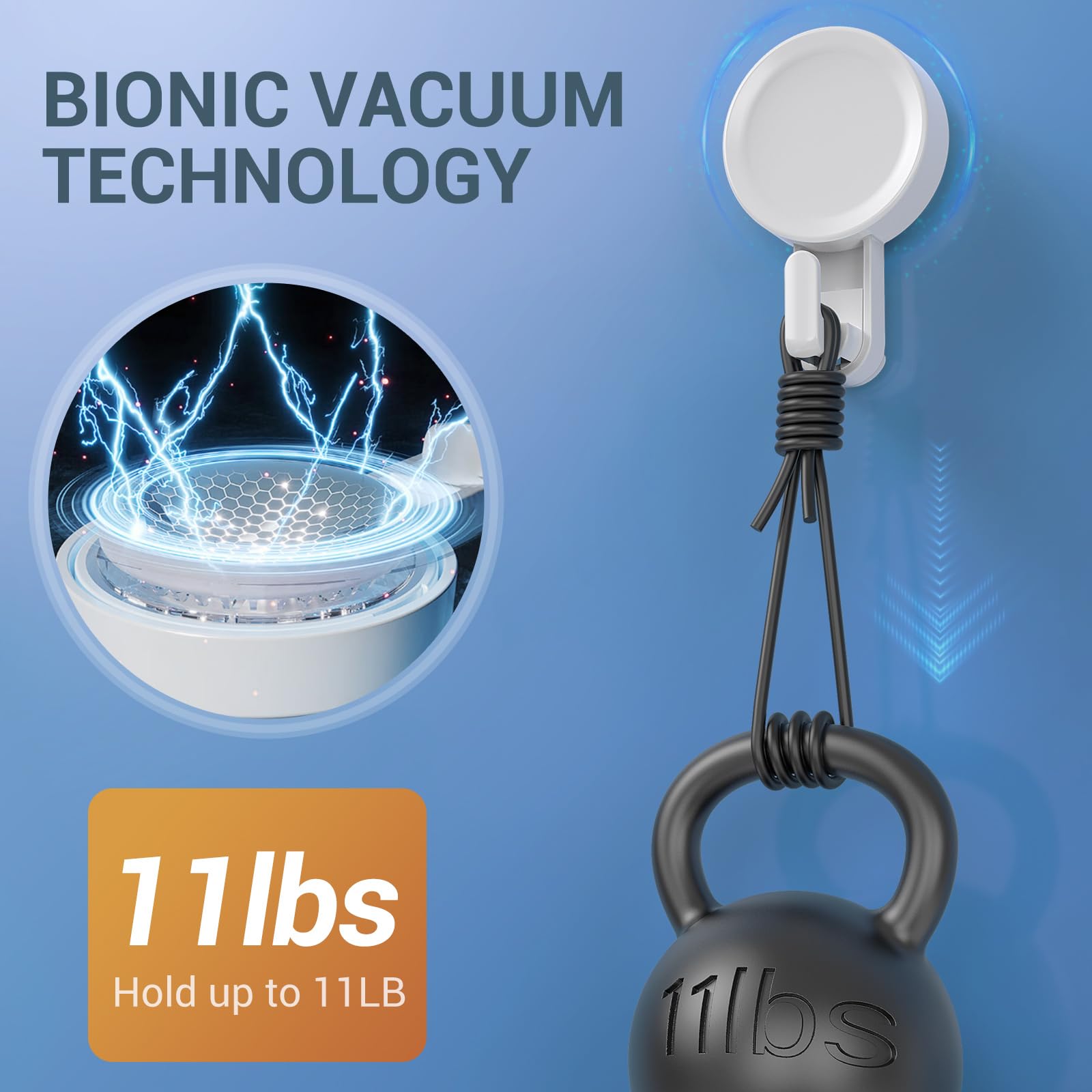 Heavy Duty Suction Cup Shower Hooks 4 Pack - 11 lbs Removable & Reusable Vacuum Hooks for Bathroom, Kitchen - Waterproof Suction Hangers for Towels, Loofahs, Wreaths - Perfect for Shower Organization and Space Saving
