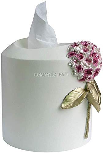 3D Carved Flower Resin Tissue Box Cover - Elegant Napkin Holder & Facial Tissue Dispenser for Home, Office, and Bathroom Decor (White)