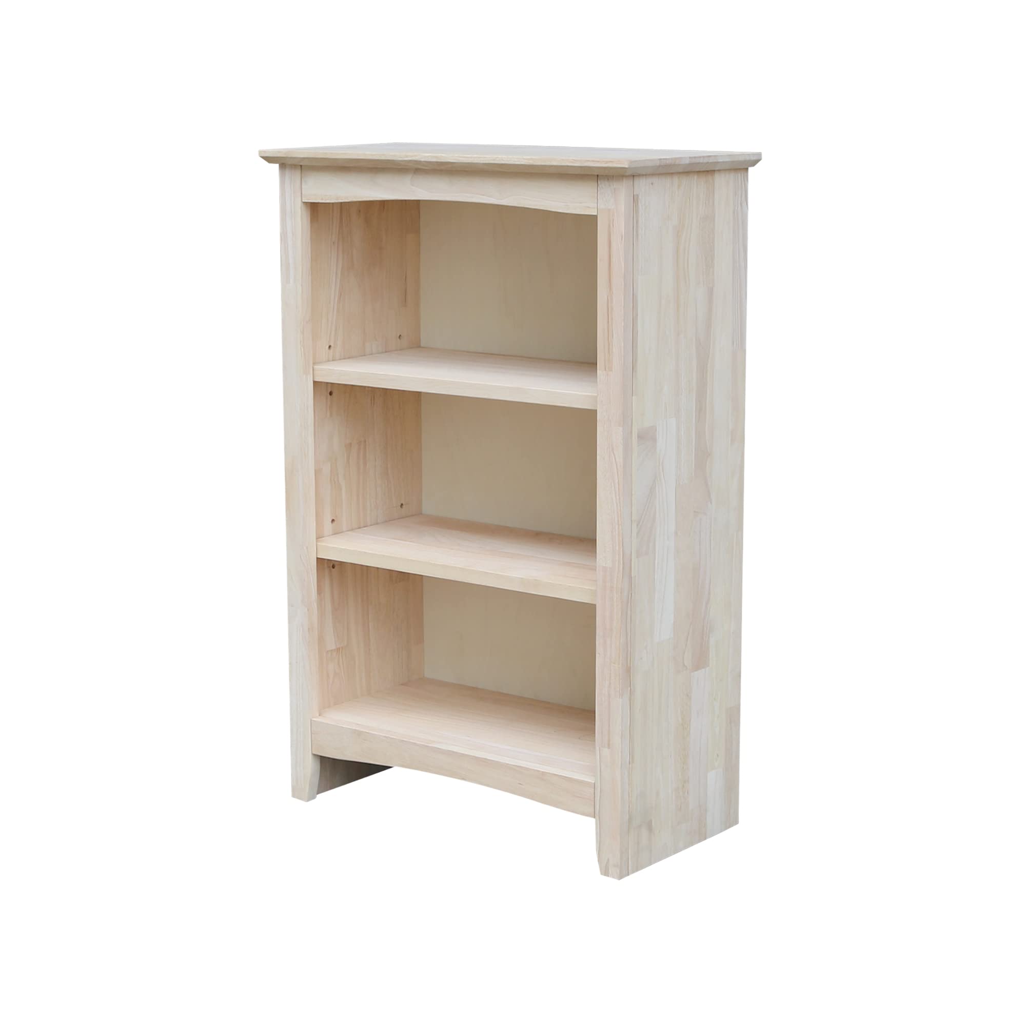 IC International Concepts 36-Inch Shaker Bookcase - Solid Wood Storage Organizer for Home & Office | Durable Unfinished Shelf for Living Room, Bedroom or Study