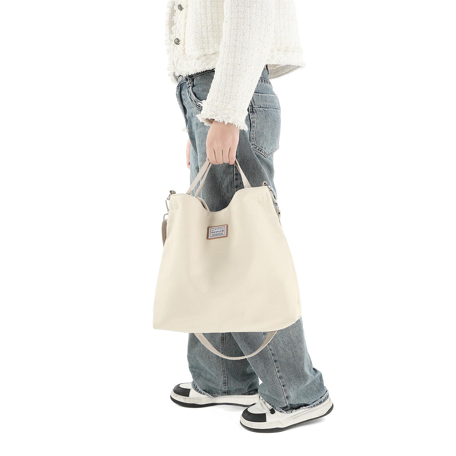Stylish Canvas Tote Bag for Women - Durable Shoulder & Crossbody Bag with Zipper - Perfect for Casual Outings, Travel & Shopping