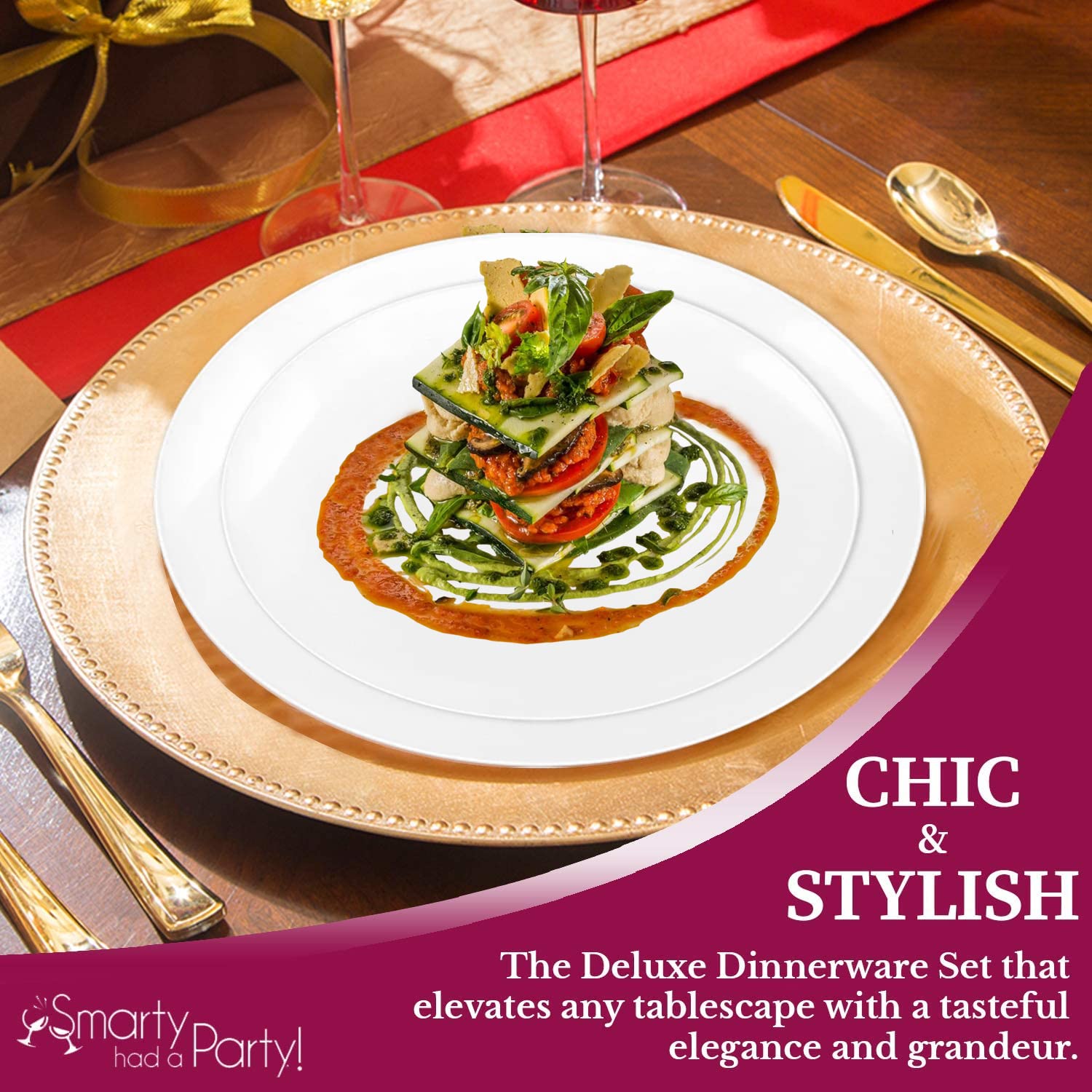 Eco-Friendly Disposable Plastic Plates with Elegant Rim Design - 7.5