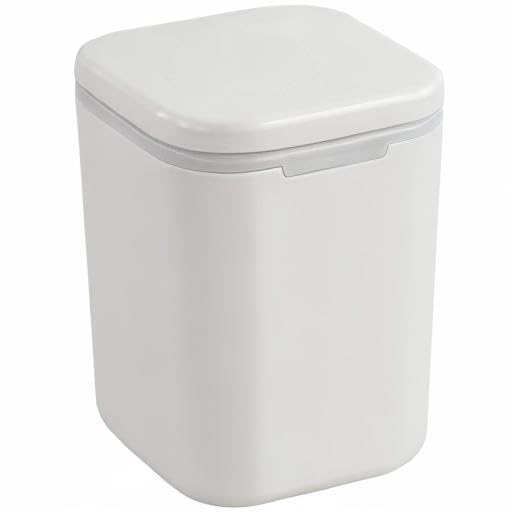 0.5 Gallon Plastic Mini Push-Button Garbage Can - 2L Small Trash Bin for Office Desk, Bathroom, Bedroom, Kitchen - Compact White Wastebasket for Home & Office Use