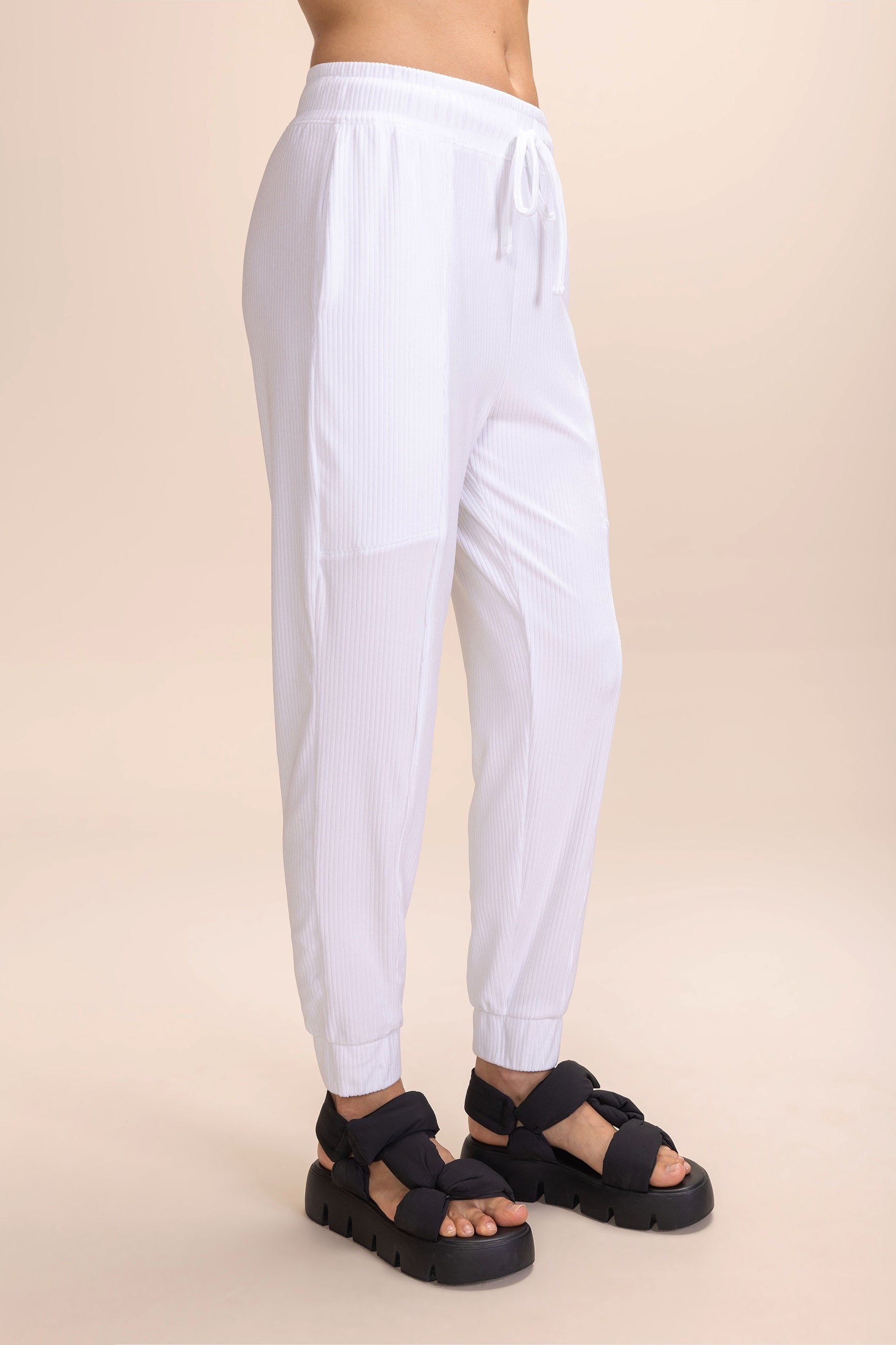 Soft Ribbed Plush Pants for Women - Cozy Fleece Lounge Pants for Winter, Home, and Relaxation