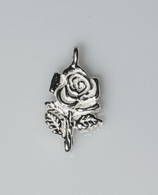 Solid Sterling Silver Small Inlay Rose Pendant Charm - DIY Jewelry Making Supplies for Silversmiths - Rough Casted Solder Ready (564-251) - Perfect for Necklaces, Bracelets & Handcrafted Jewelry Designs
