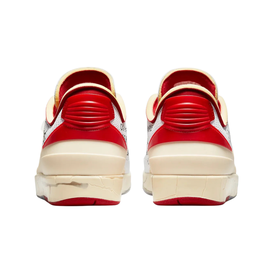 Off White x Air Jordan 2 Retro Low SP Sneakers - White & Varsity Red Colorway - Limited Edition Basketball Shoes for Men | Streetwear Fashion & Sneaker Collecting
