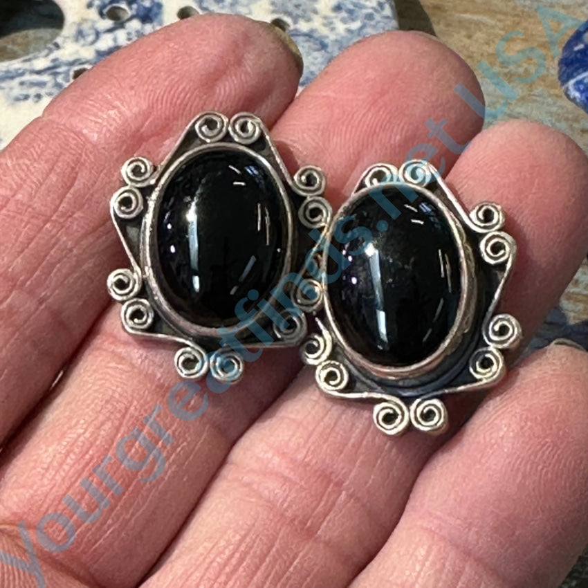 Sterling Silver Black Onyx Stud Earrings for Women - Hypoallergenic Pierced Post Earrings - Perfect for Parties, Weddings & Everyday Wear