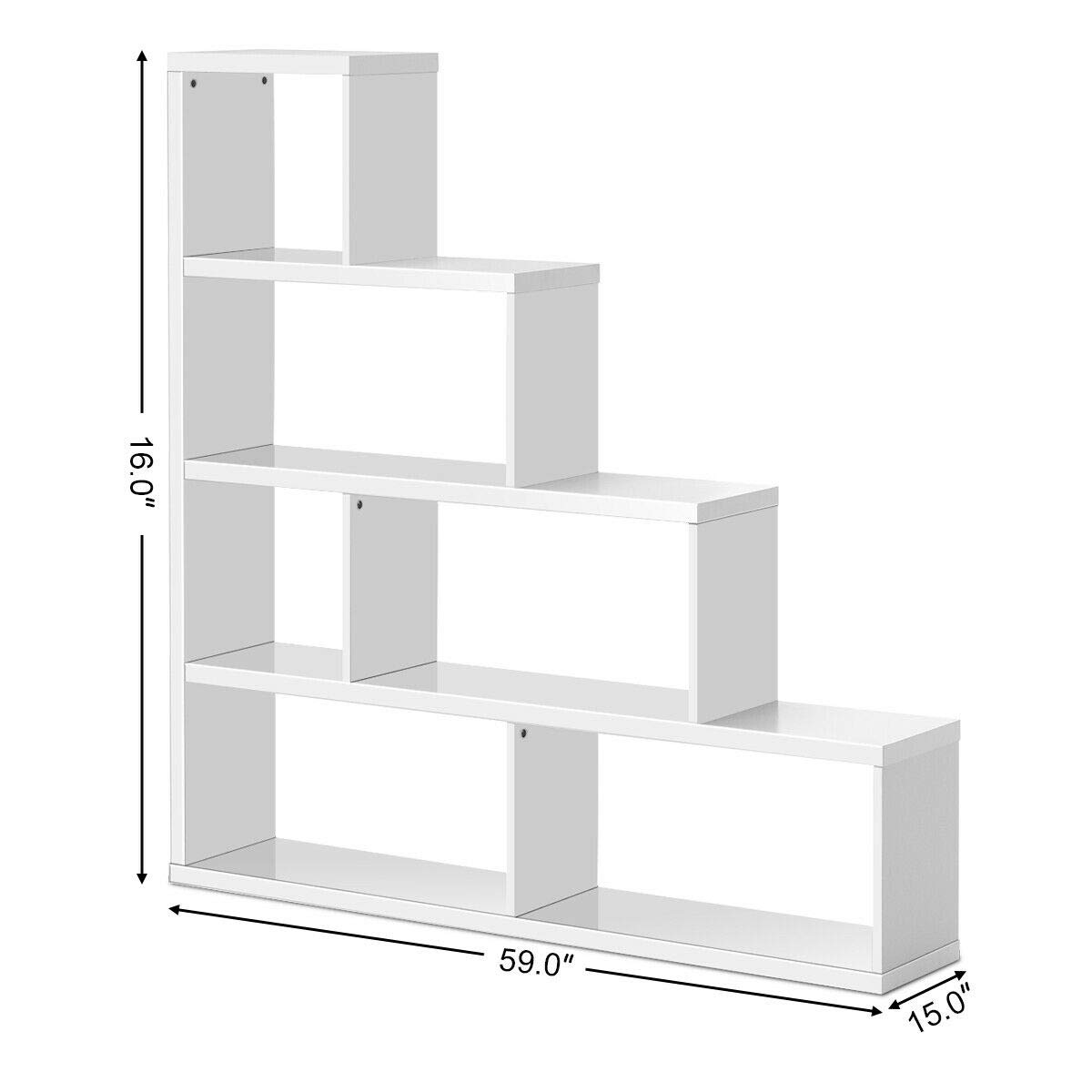 White 4-Tier Ladder Bookcase with 6 Cubes - Space-Saving Bookshelf for Books, Photos, Decor & Plants | Perfect for Bedroom, Living Room, Home Office & Small Spaces