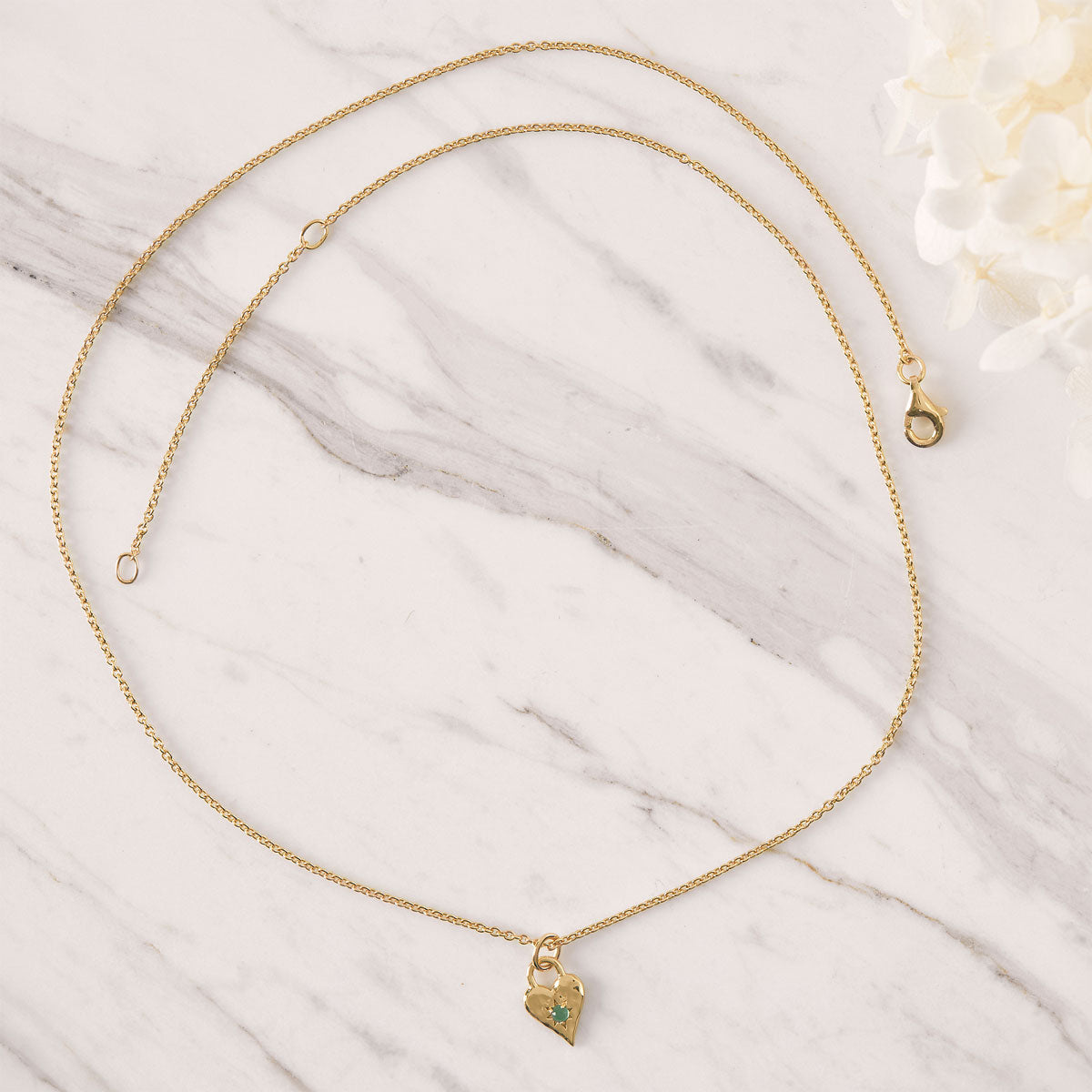 18K Gold Love Heart Green Onyx Necklace for Women - Elegant Jewelry Gift for Valentine's Day, Anniversary & Special Occasions