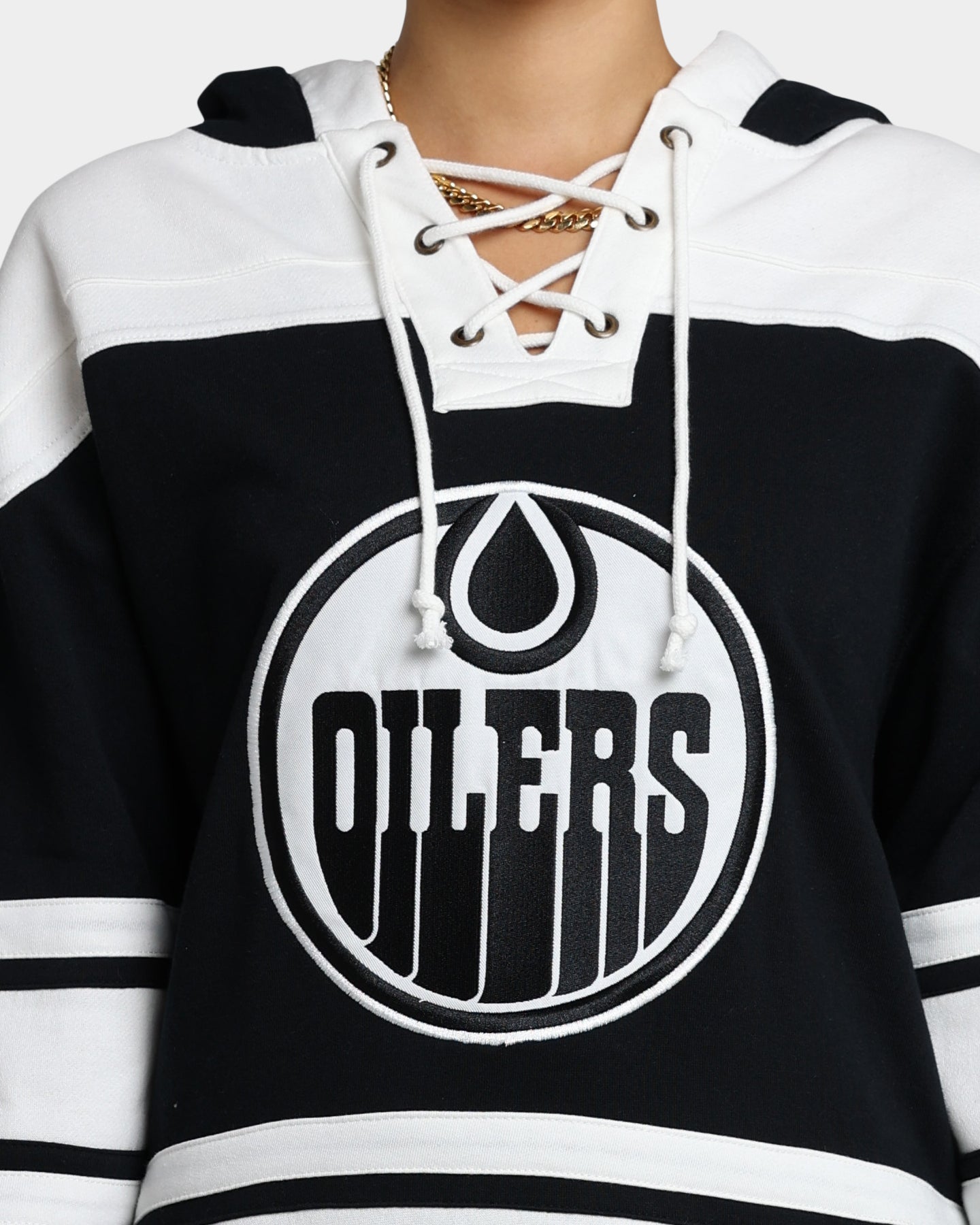 47 Brand Edmonton Oilers Superior Lacer Hoodie - Jet Black NHL Fan Apparel for Men & Women - Cozy Winter Pullover for Game Day & Casual Wear