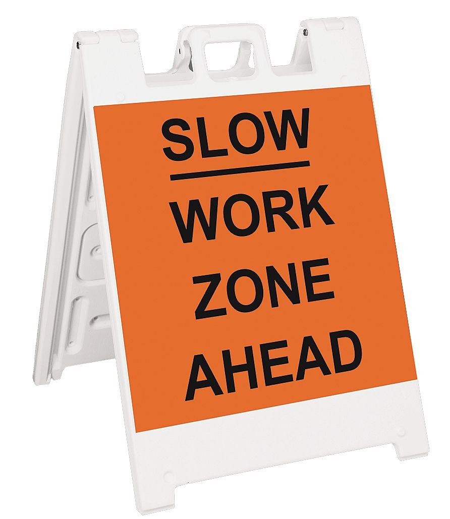 Barricade Sign - Slow Work Zone Ahead Warning Sign for Construction & Road Safety | Perfect for Traffic Control, Work Zones, and Hazard Areas
