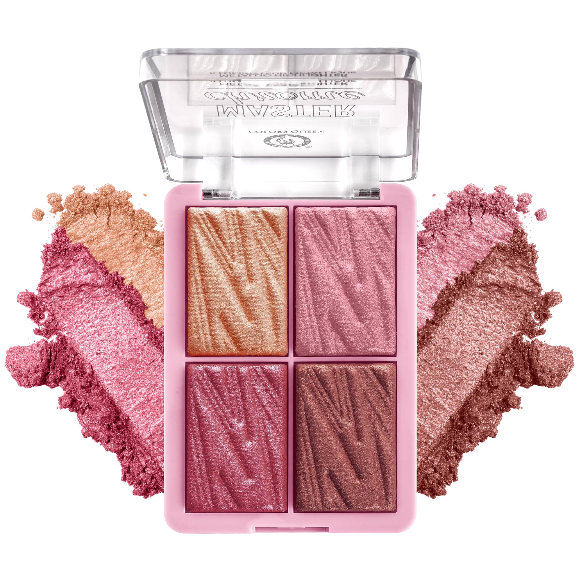 Colors Queen Master Chrome Metallic Blusher & Highlighter Palette - Highly Pigmented, Weightless Luminous Finish for Long-Lasting Face Makeup | Perfect for Contouring, Highlighting & Everyday Glam (Shade 3)
