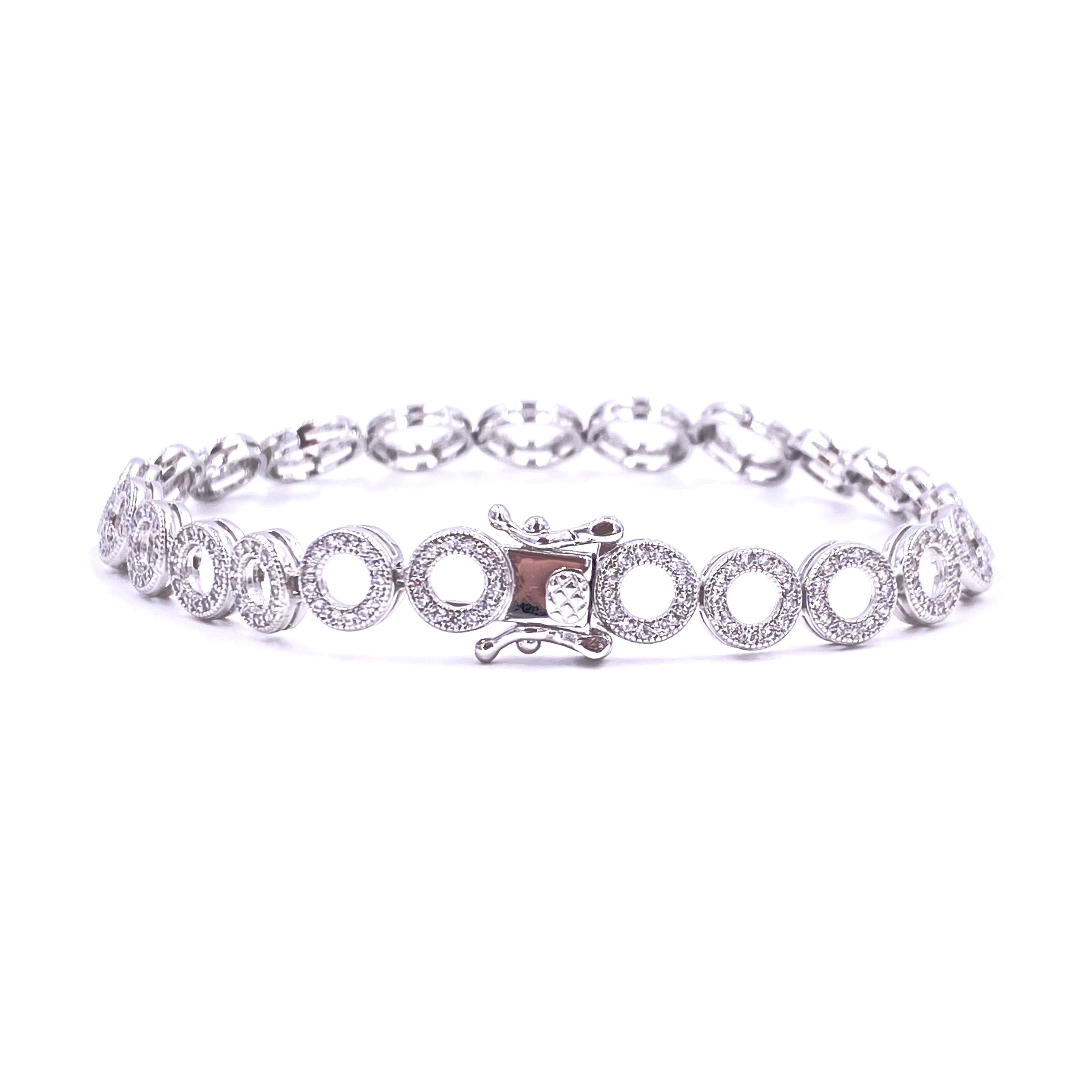 Ashley Gold Sterling Silver CZ Graduated Circle Tennis Bracelet for Women - Elegant Jewelry Gift for Anniversary, Birthday & Special Occasions