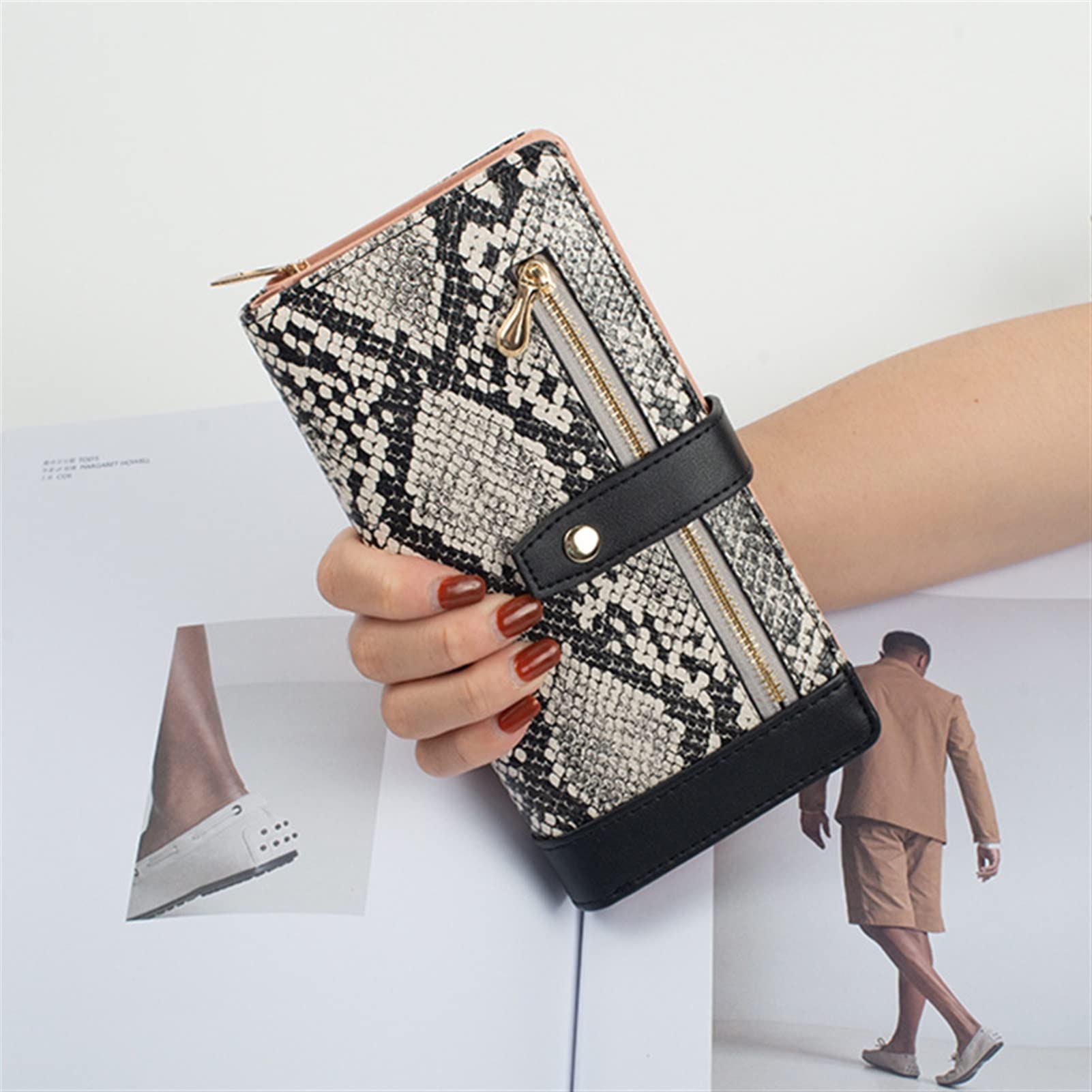JSJJAUJ Women's Wallet - Large Capacity Long Hasp Purse with Zipper, Phone Pocket & Card Holder - Perfect for Everyday Use, Travel & Shopping (Black)