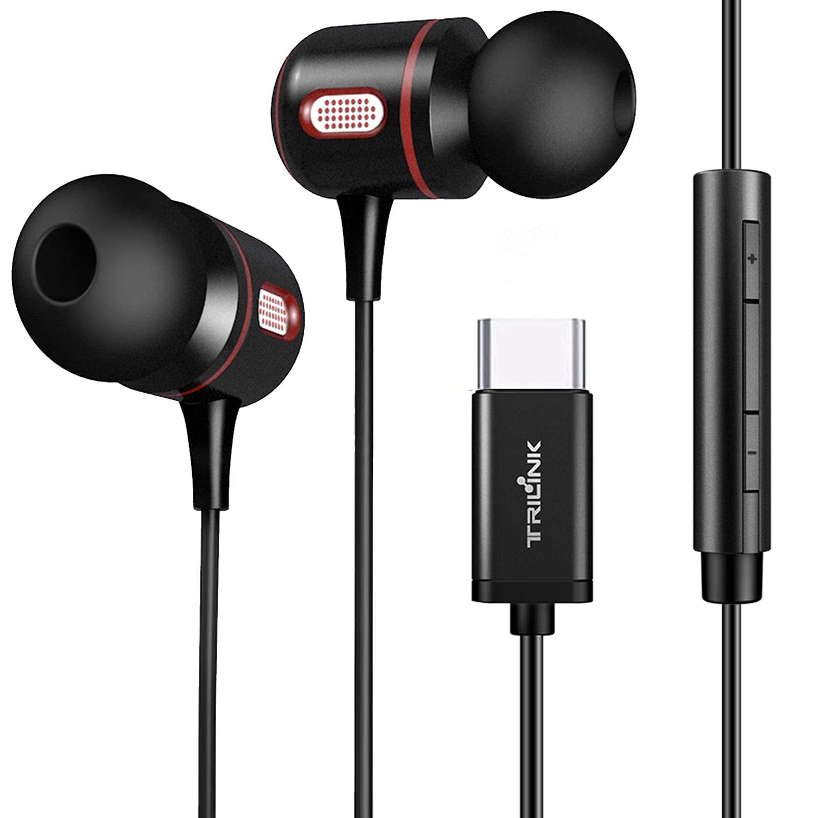TRILINK USB C Wired Earbuds with Microphone & Volume Control - Compatible with iPad Pro 11