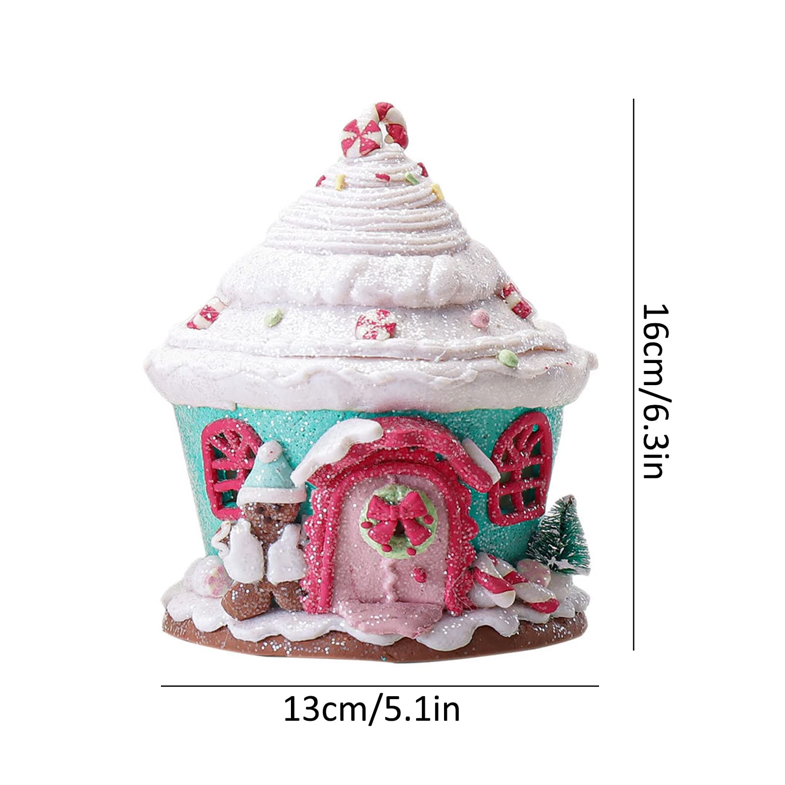 LED Lighted Christmas Gingerbread House Ornaments - Pink Candy House Decor with Lights for Holiday Tree, Mantel & Tabletop - Festive Indoor Room Decoration for Xmas Party & Home Décor