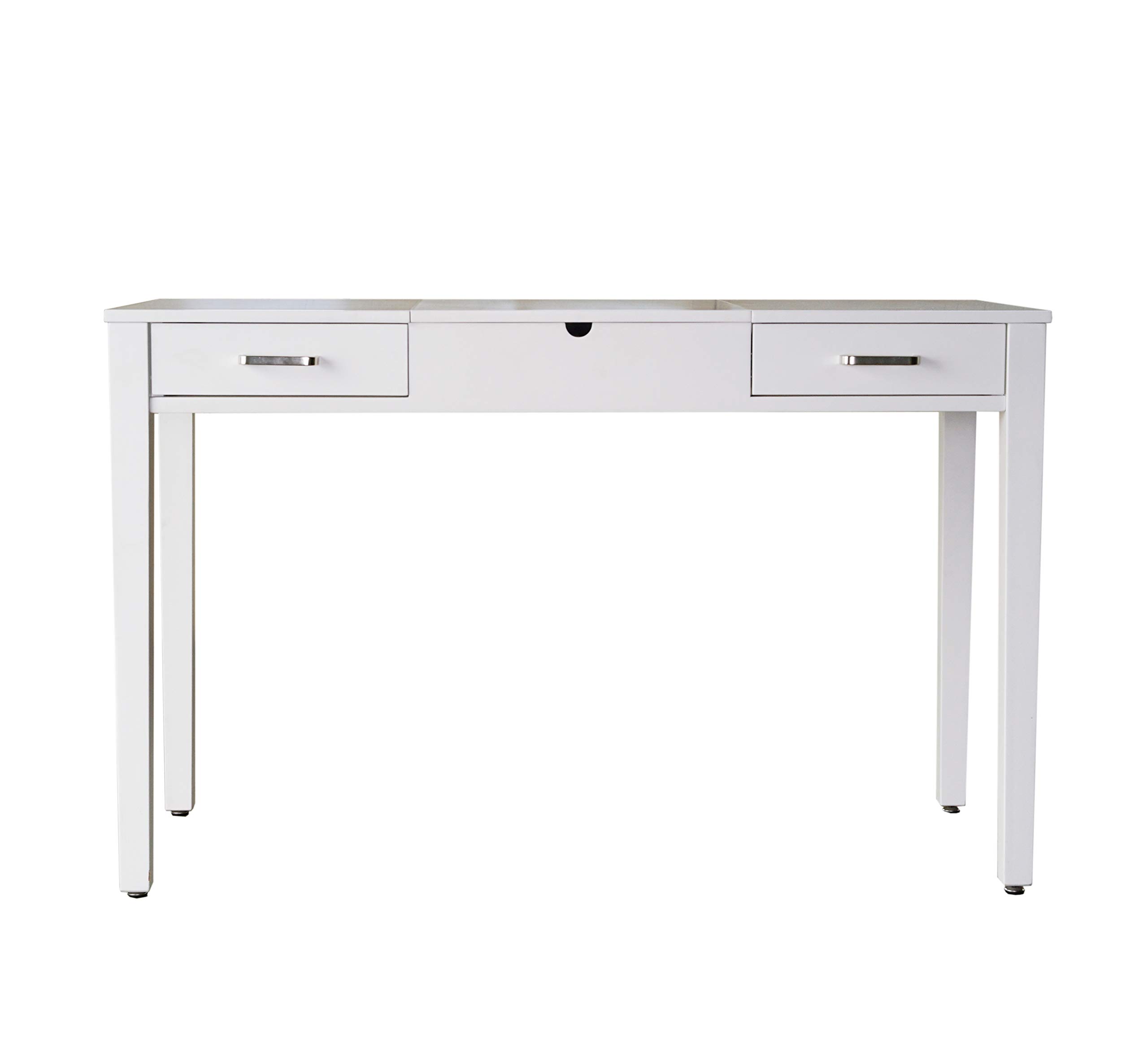 Modern Parsons Writing Desk with Built-in USB & Power Outlet - Home Office Computer Desk for Work, Study & Gaming - Perfect for Small Spaces & Dorm Rooms