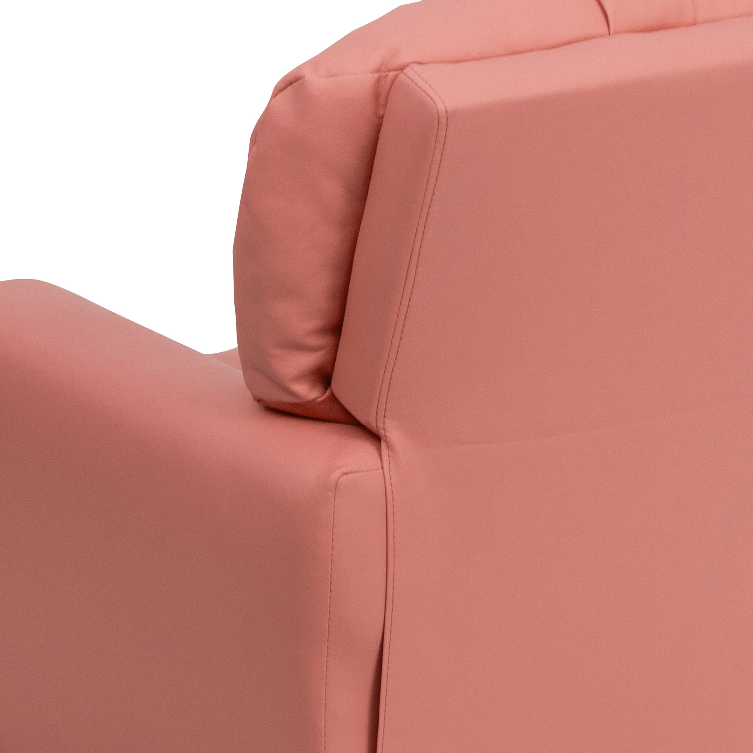 EMMA + OLIVER Pink Vinyl Kids Recliner Chair with Cup Holder - Comfortable Toddler Lounge Chair for Playroom, Bedroom & Movie Nights - Perfect Gift for Girls & Boys