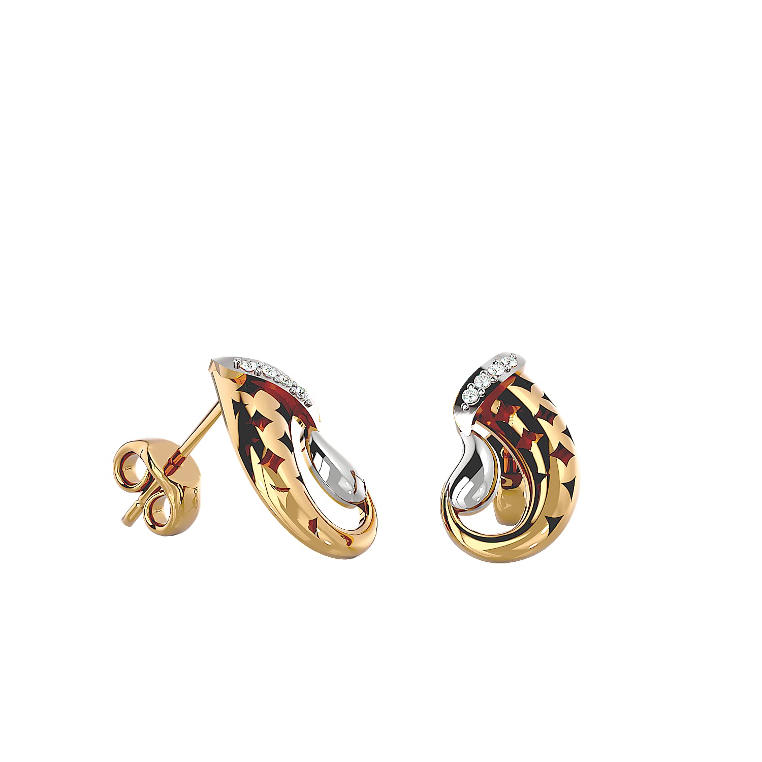 18K Gold Stud Earrings with Natural Round Diamond (0.03 ct) - White/Yellow/Rose Gold Wedding Jewelry for Women - Perfect for Bridal, Anniversary & Special Occasion Gifts