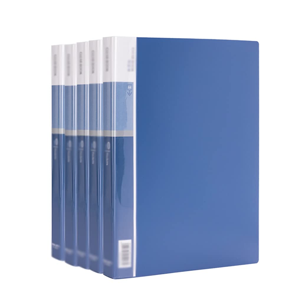 Transparent A4 Folder - 100 Pockets Expandable File Organizer, Large Capacity Portable Document Holder for Music Sheets, Test Papers, Office & School Supplies (Blue, 5-Pack) - Perfect for Students, Teachers & Office Organization