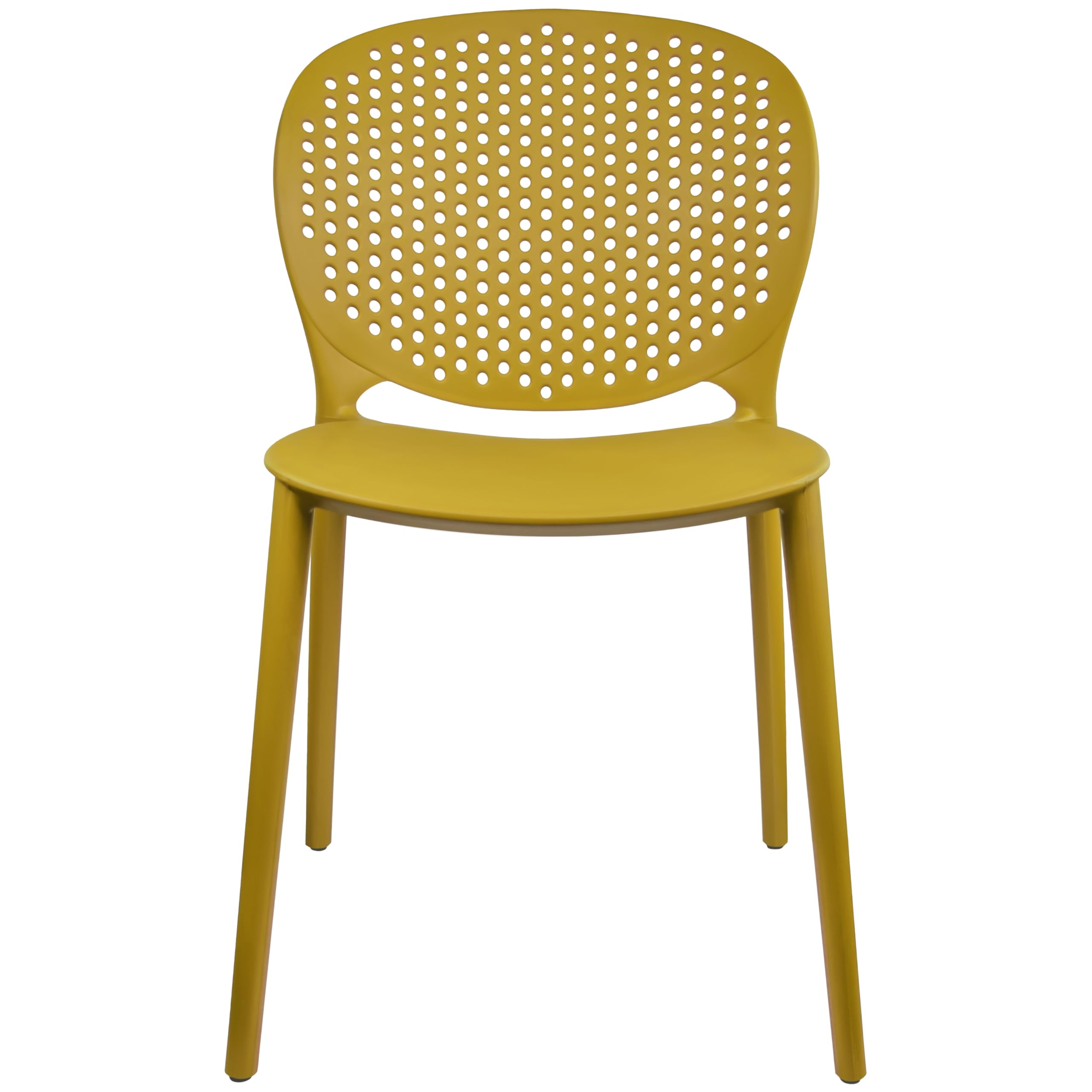 2xhome Set of 4 Modern Stackable Dot Chairs - Indoor/Outdoor Patio Dining Side Chairs for Pool, Kitchen, Living Room & Restaurant - Mustard Yellow & Ginger - Perfect for Outdoor Entertaining & Small Space Dining