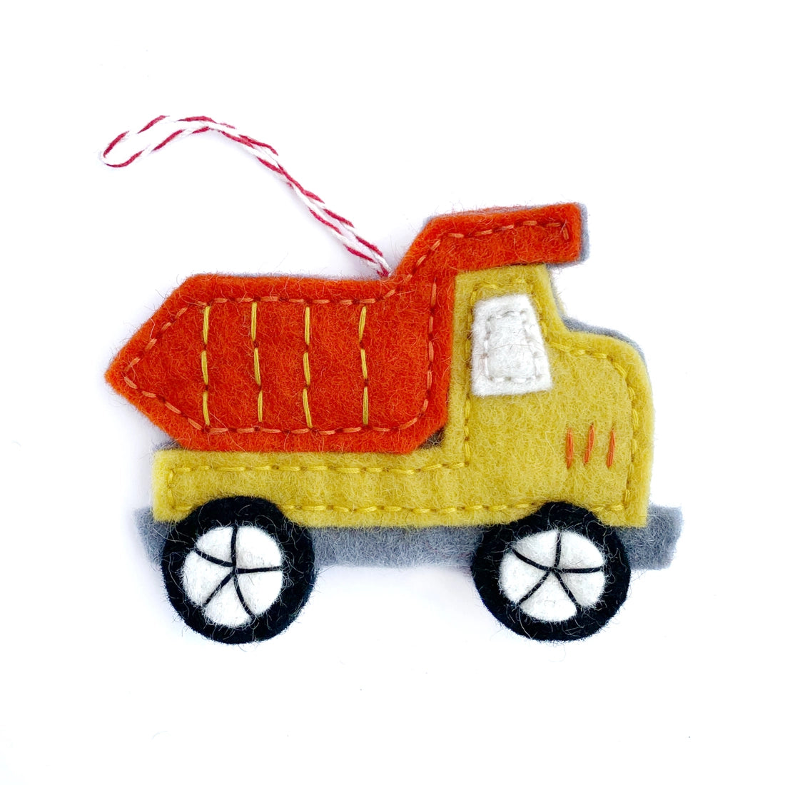 Dump Truck Felt Ornament - Handmade Christmas Tree Decoration for Kids, Holiday Home Decor, Truck Lover Gift