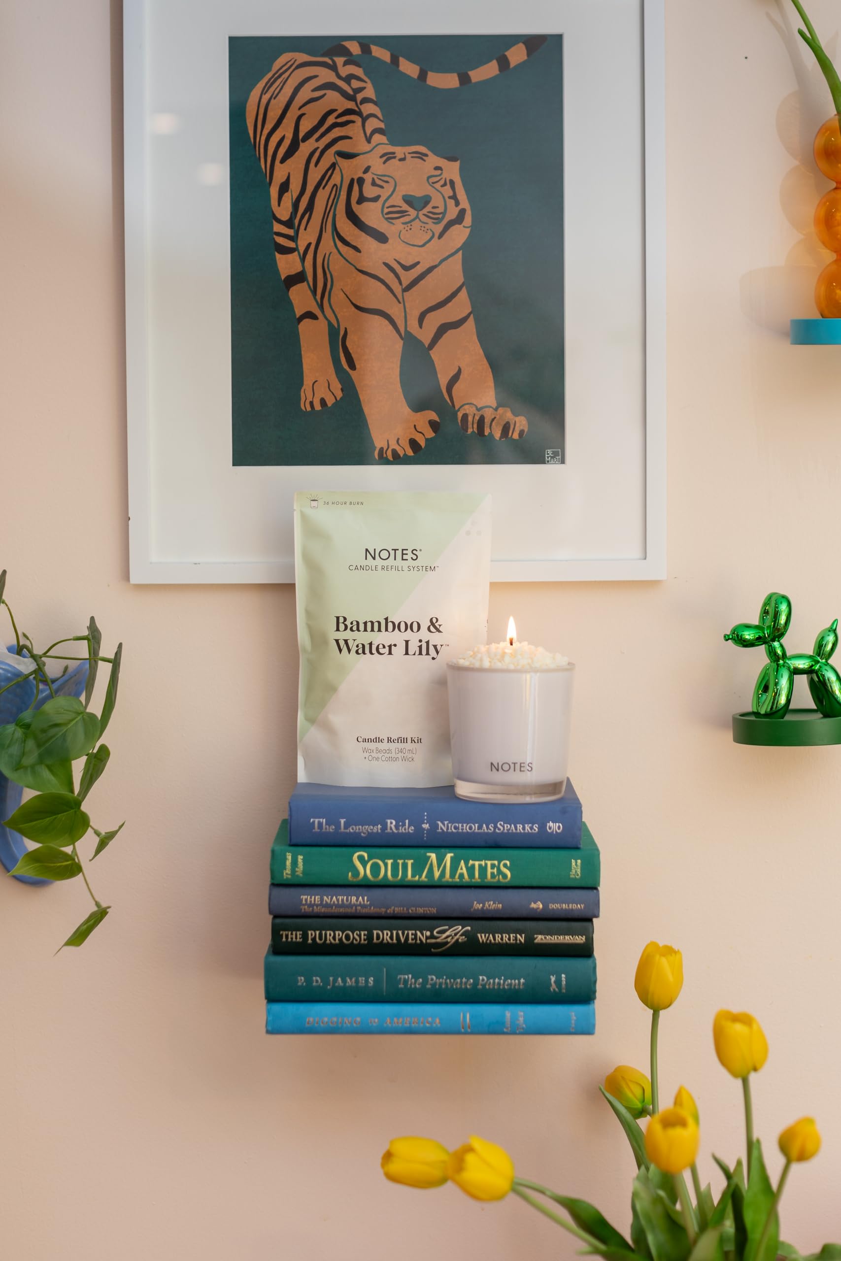 Sustainable Candle Starter Kit - Watery Floral Duo | Refillable & Reusable Candles with 100% Natural Wax | Bamboo Water Lily + Violet White Iris Scented Candles | Perfect for Home Relaxation, Spa Days & Romantic Ambiance