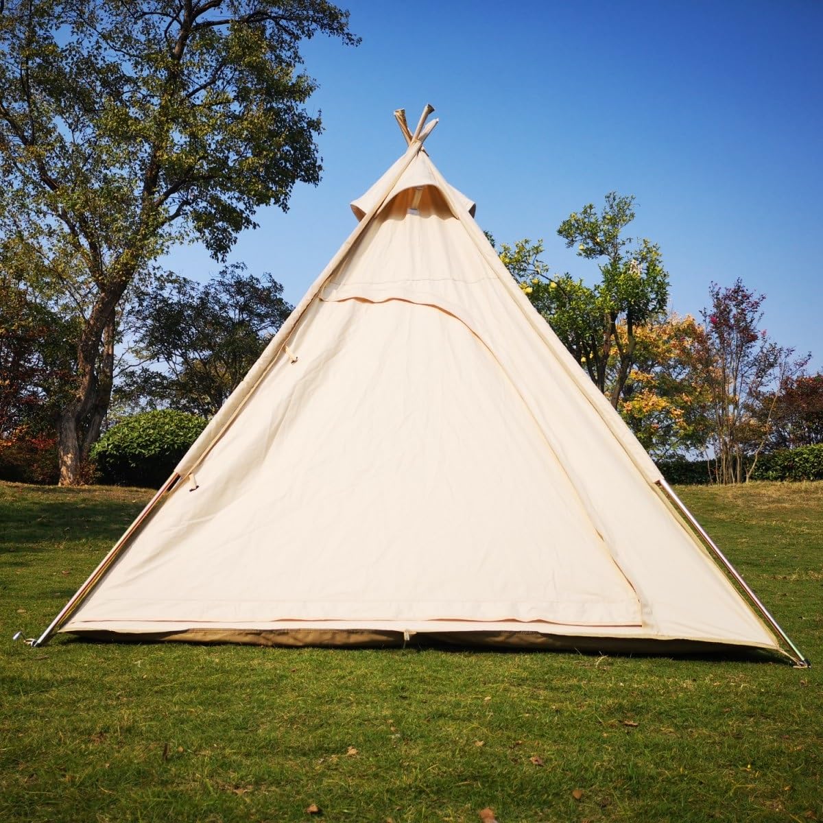 2 Person Outdoor Camping Tent - 2M Large Canvas Pyramid Teepee Tent for Adults - Perfect for Backpacking, Hiking & Glamping Adventures