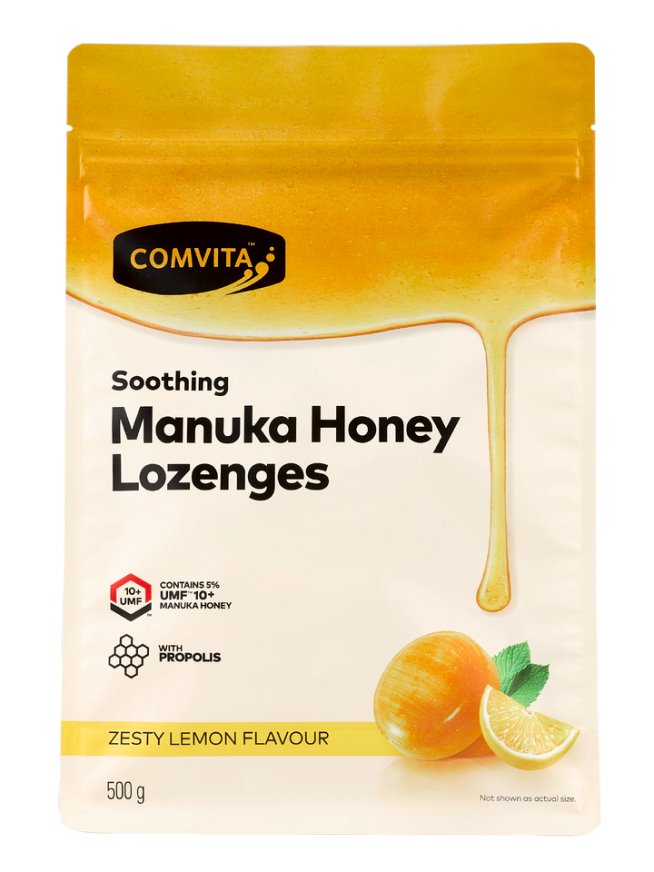 Comvita Soothing Manuka Honey Lozenges with Lemon - 500g Natural Throat Relief for Cough & Sore Throat - Perfect for Travel, Work & Home Use