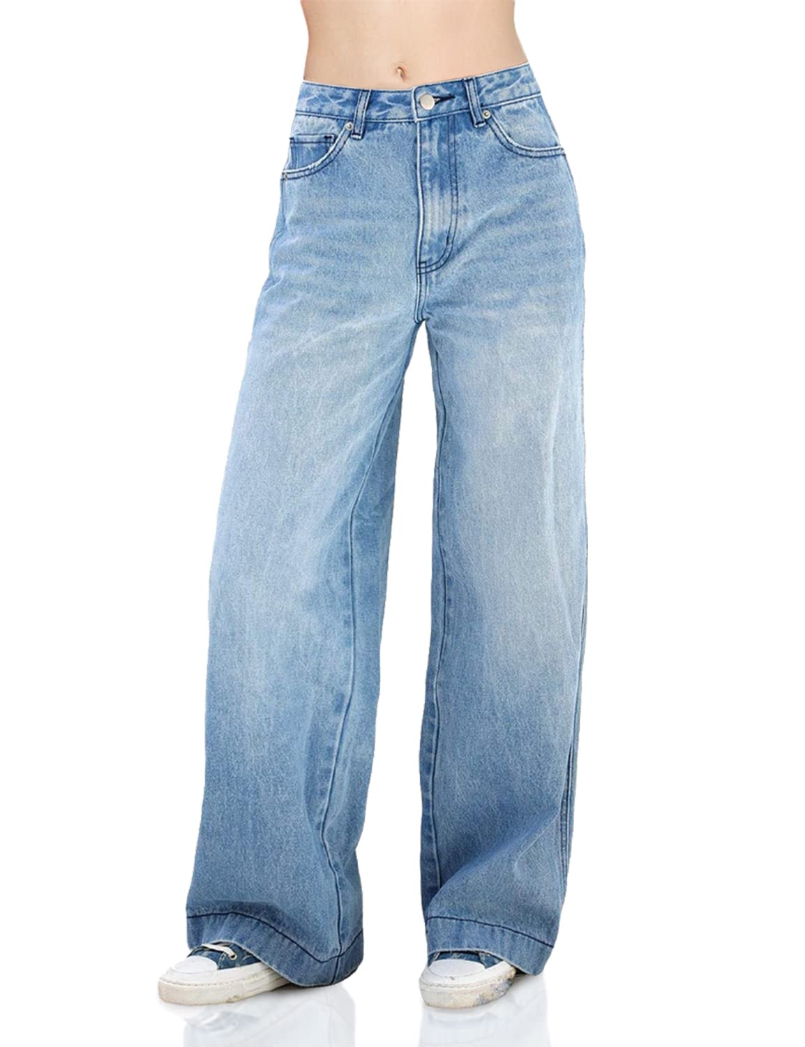 **Ursmartt Women's High Waisted Straight Wide Leg Jeans - Casual Baggy Denim Pants for Everyday Wear, Work & Outfits**