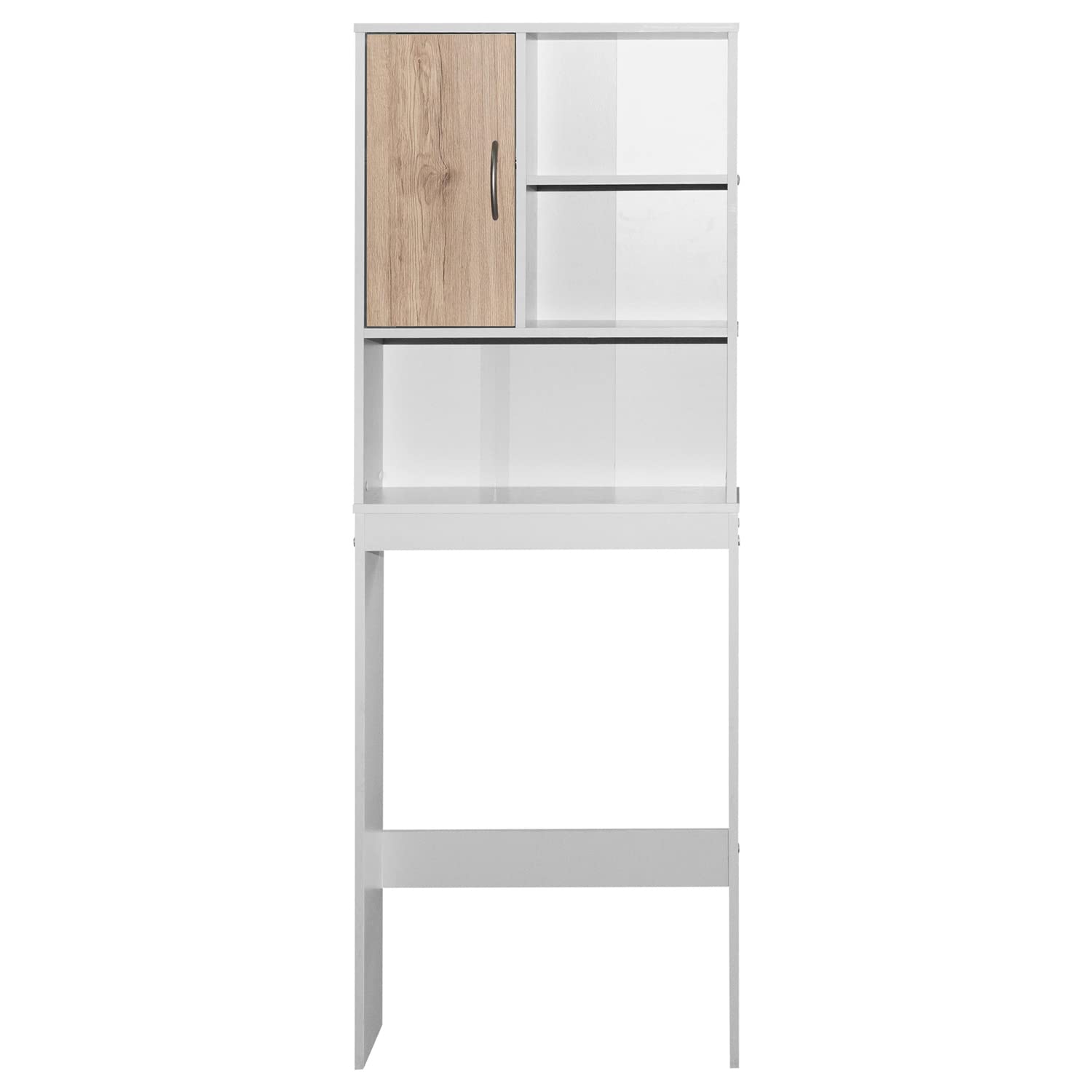 Better Home Products Ace Over-The-Toilet Storage Organizer - White & Natural Oak Bathroom Shelf for Towels, Toiletries & Decor - Space Saving Solution for Small Bathrooms