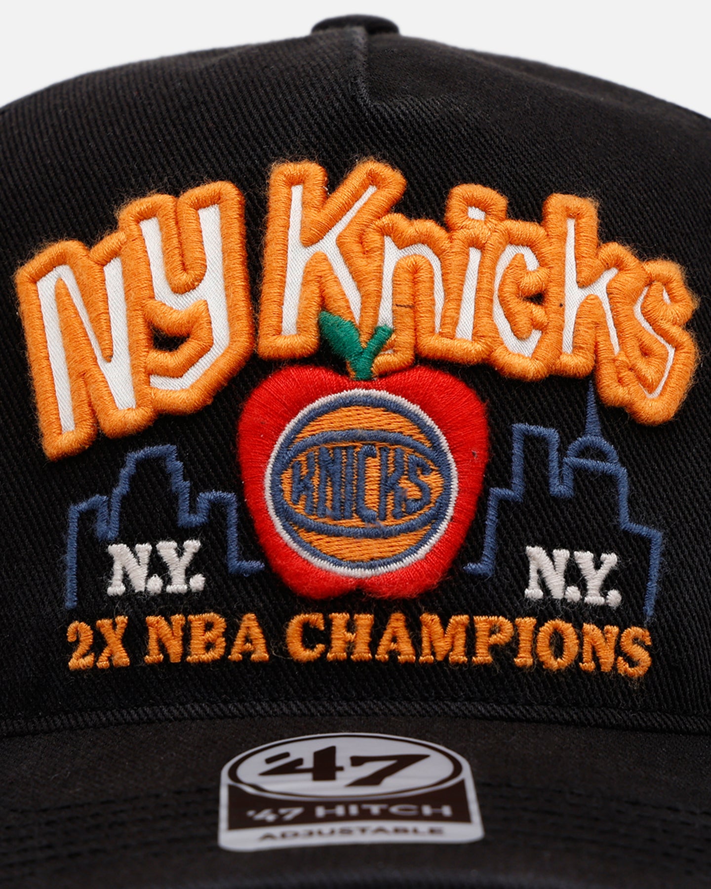 New York Knicks NBA Championship Trophy Case Snapback Hat - Official 47 Brand Adjustable Black Baseball Cap for Men & Women - Perfect for Basketball Games, Fan Collections and Streetwear Fashion