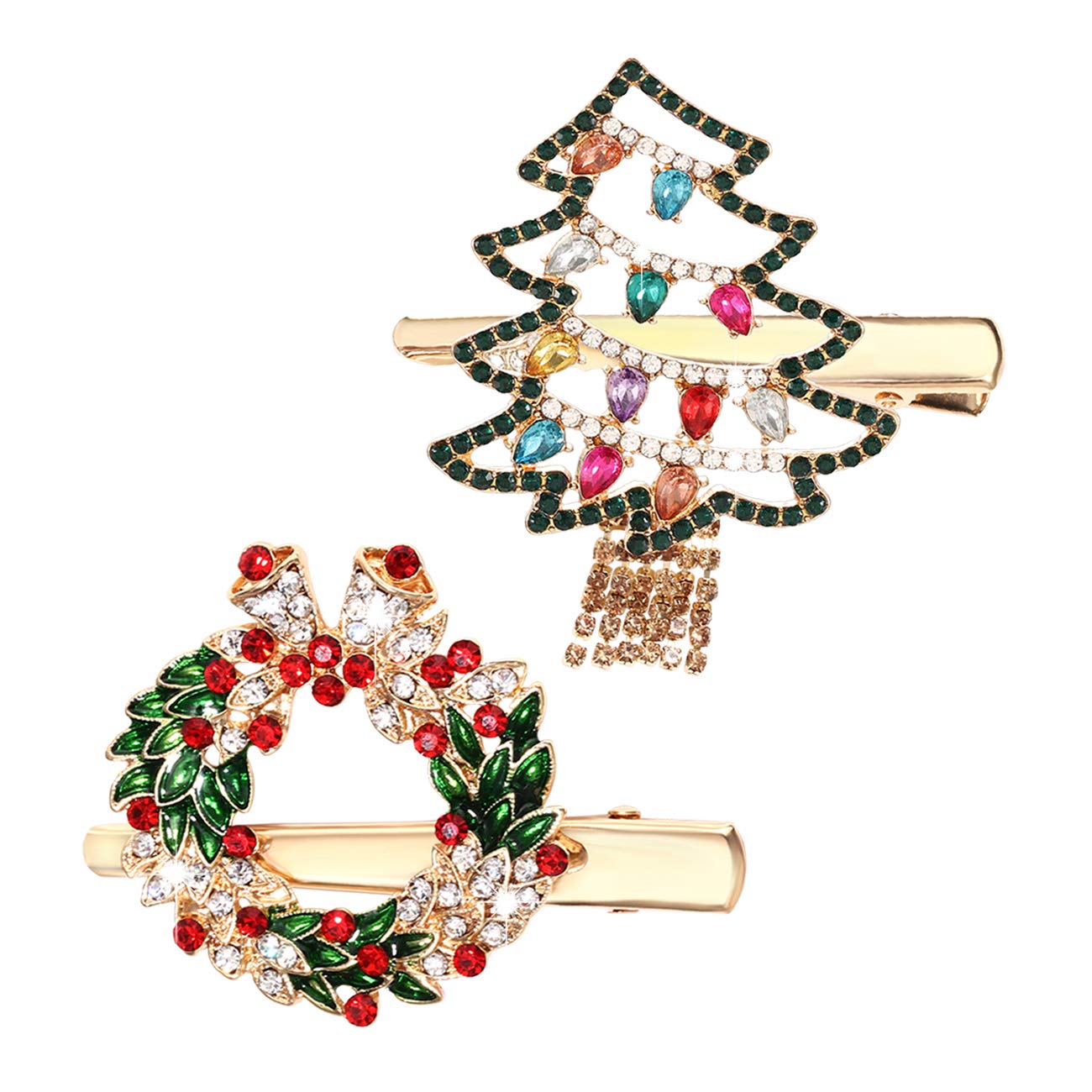 Sparkling Christmas Hair Clips for Women - Rhinestone Crystal Snowflake & Reindeer Wreath Hair Accessories (Set of 6) | Perfect for Holiday Parties, Xmas Gifts & Festive Hairstyles | Christmas Tree & Wreath Design Hairpins