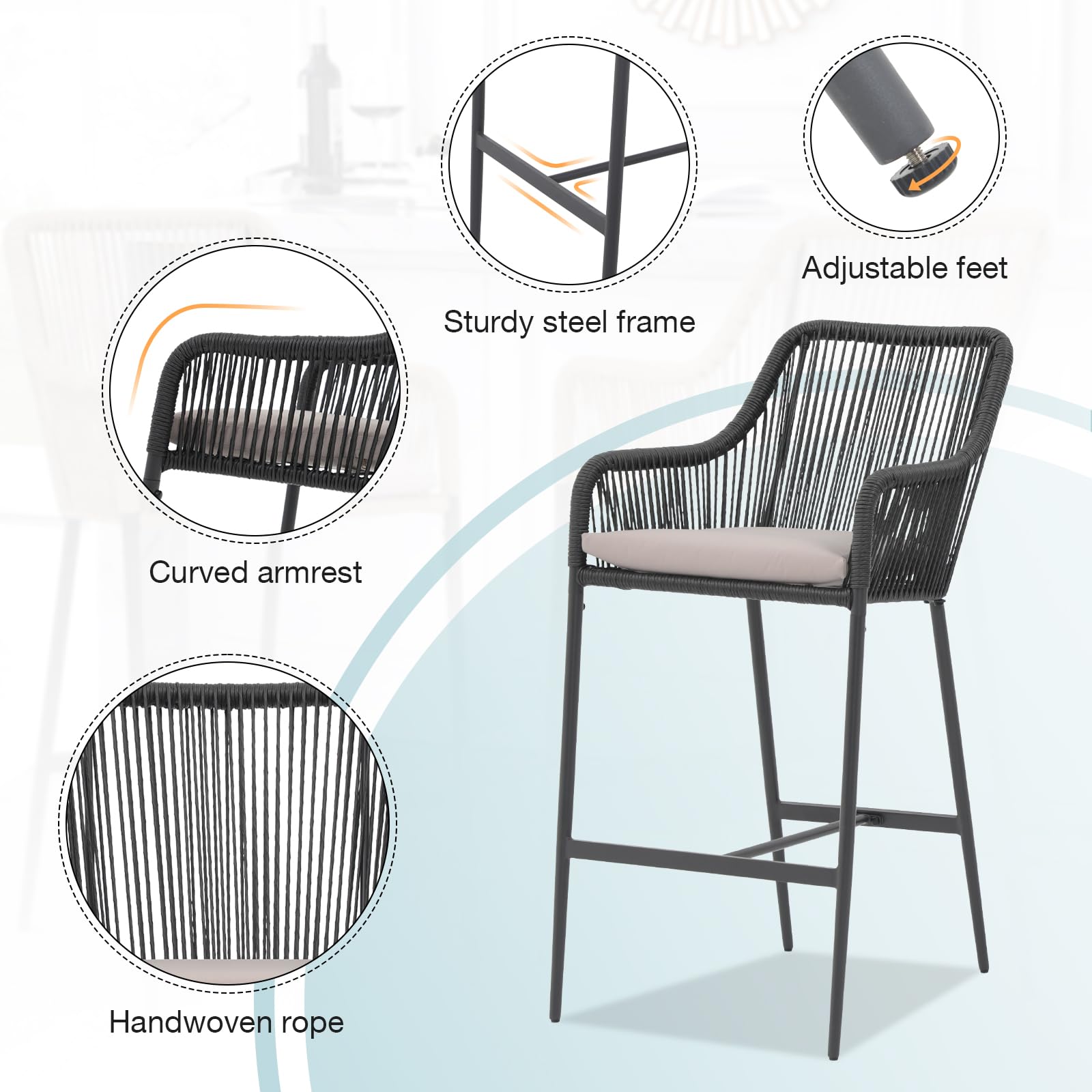 COBANA 2-Pack Outdoor Bar Stools - 36