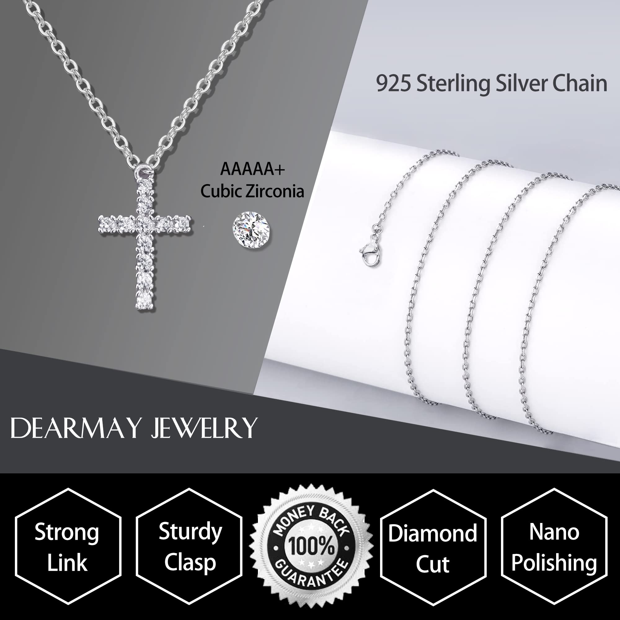DEARMAY Dainty Cross Necklace for Women - 14K Gold Filled & Sterling Silver Layered Cross Pendant Choker Necklace with Thin Chain, Minimalist Aesthetic Jewelry Gift for Her - Perfect for Everyday Wear, Layering, Church, Baptism & Special Occasions