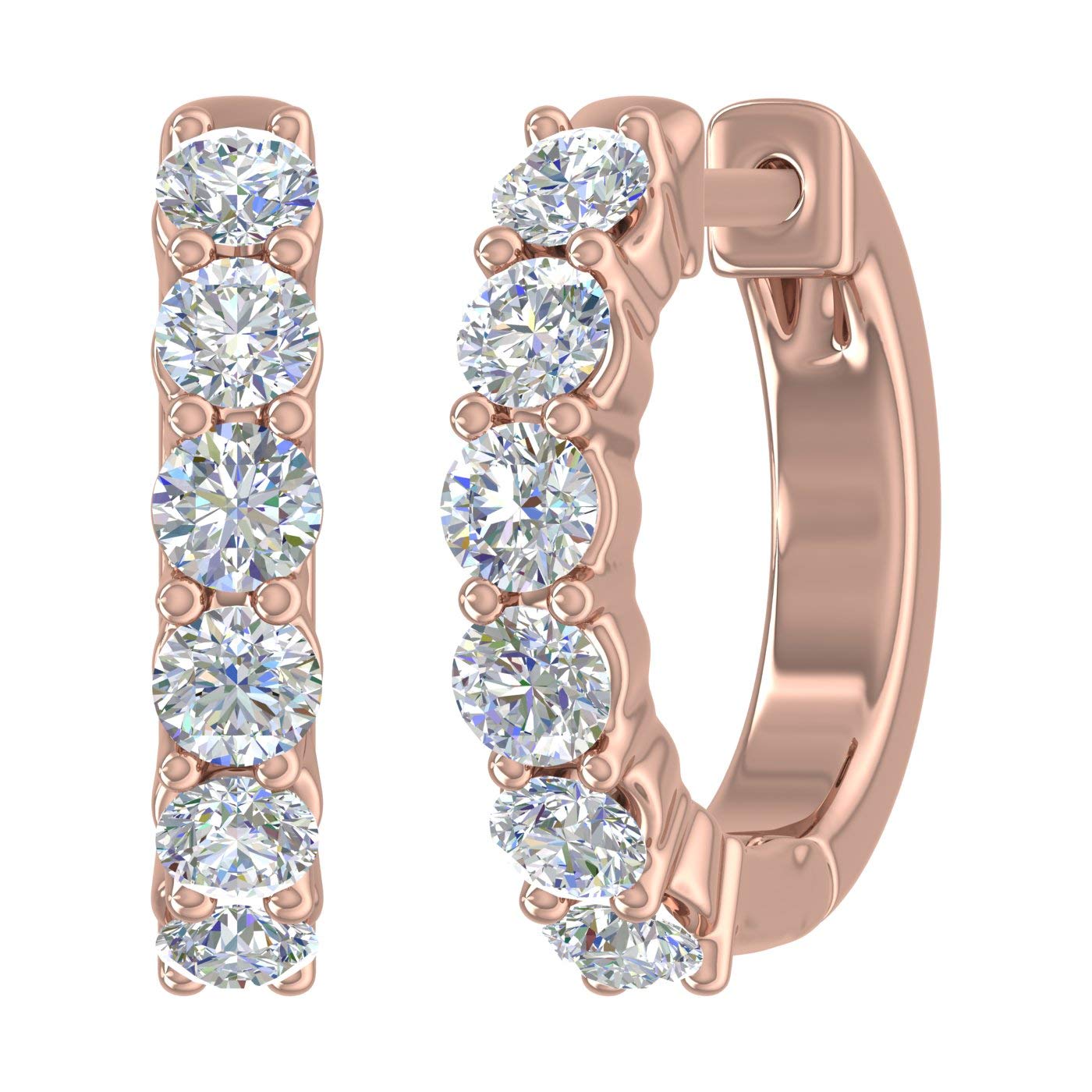 3/4 Carat Diamond Hoop Huggie Earrings in 14K Gold - IGI Certified Dainty Everyday Stud Earrings for Women, Perfect for Work, Date Night & Special Occasions