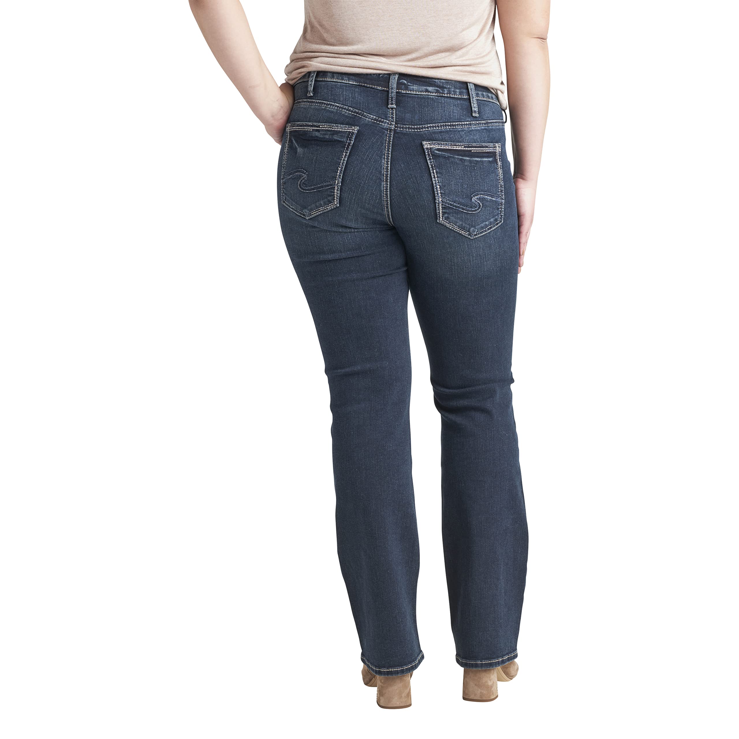 Silver Jeans Co. Women's Plus Size Suki Mid Rise Slim Bootcut Jeans - Stretch Denim Pants for Curvy Figures | Perfect for Casual Wear, Office & Night Out