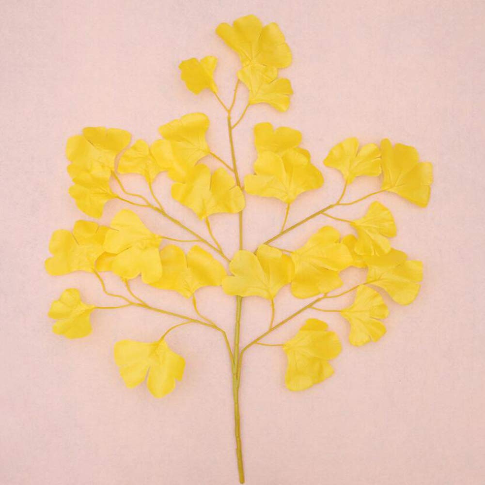 12Pcs Artificial Banyan Maple Tree Leaves - Realistic Faux Plants for Home, Party, Garden & DIY Decor - Yellow Birch Leaves for Beautiful & Vibrant Memories