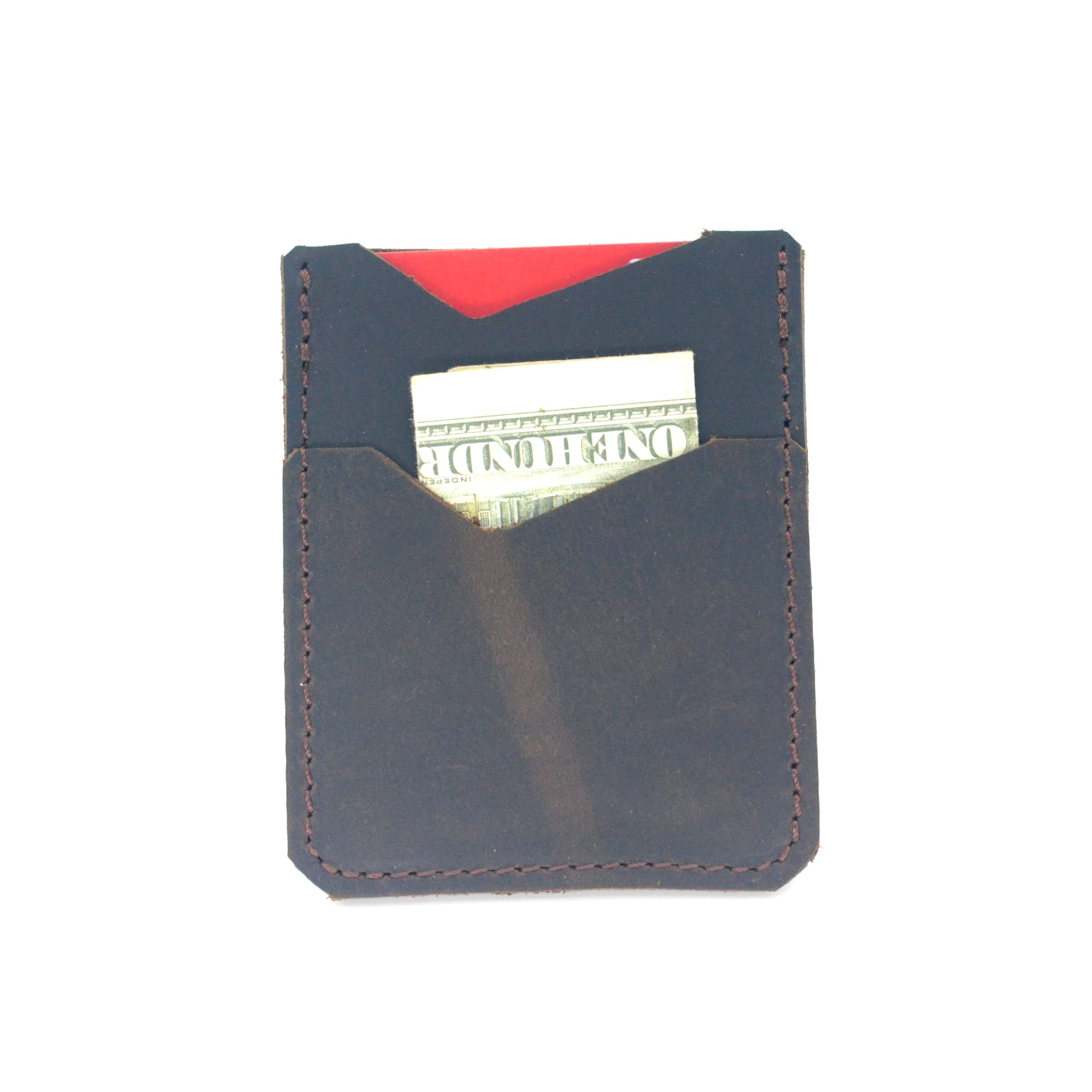 JJNUSA Slim Front Pocket Wallet - Minimalist Leather Card Holder for Men & Women | RFID Blocking | Distressed Brown Genuine Leather | Perfect for Travel, Everyday Carry & Gift Giving