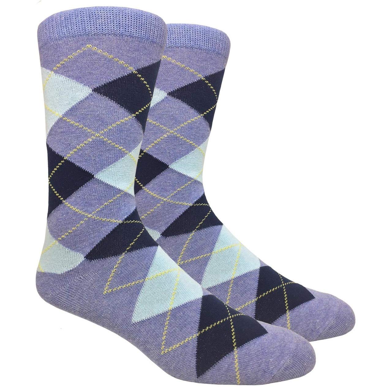 Premium Men's Argyle Dress Socks 3-Pack - Soft Cotton Blend Formal Socks for Business, Office & Wedding - Multiple Color Options (Black, Navy, Grey)