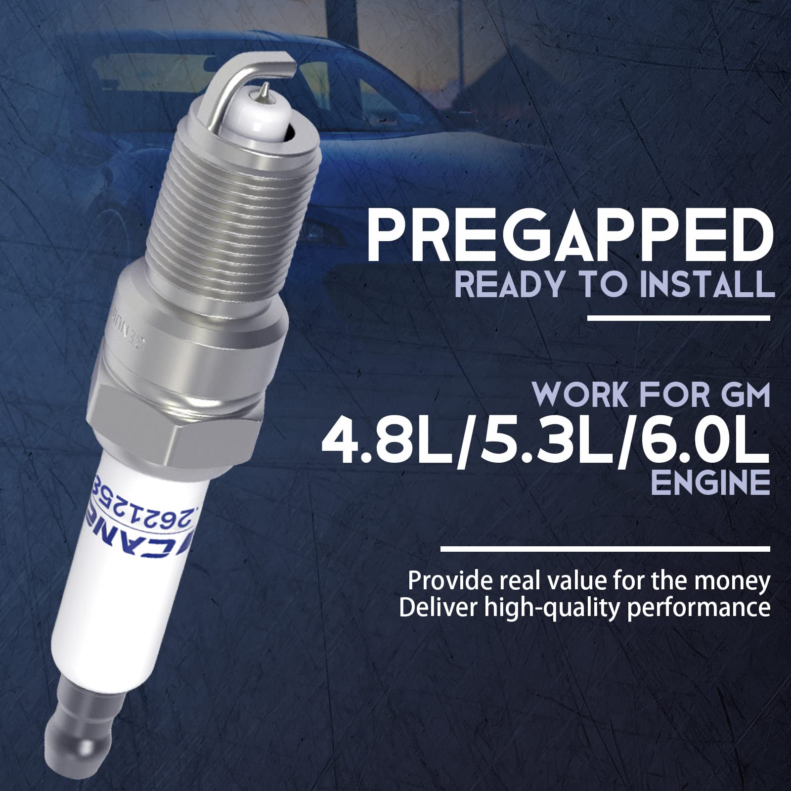 High-Performance Iridium Spark Plugs & Wires Set for Chevy 5.3L 4.8L 6.0L Engines - Compatible with Silverado 1500, Suburban, Avalanche, Tahoe, GMC Yukon & Sierra (Part# 41-110, 12621258) - Improves Engine Performance & Fuel Efficiency for Trucks & SUVs