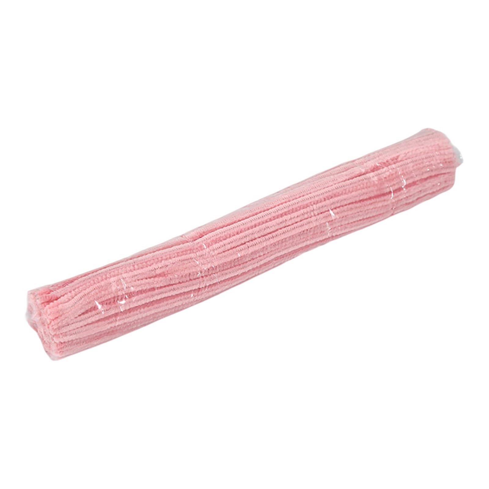 100Pcs Chenille Stems Fluffy Soft Pipe Cleaners for DIY Crafts, Kids Art Projects, Classroom Activities - 6.5mm Thick Craft Supplies in Pink - Perfect for Scrapbooking, Holiday Decorations & STEM Learning Activities