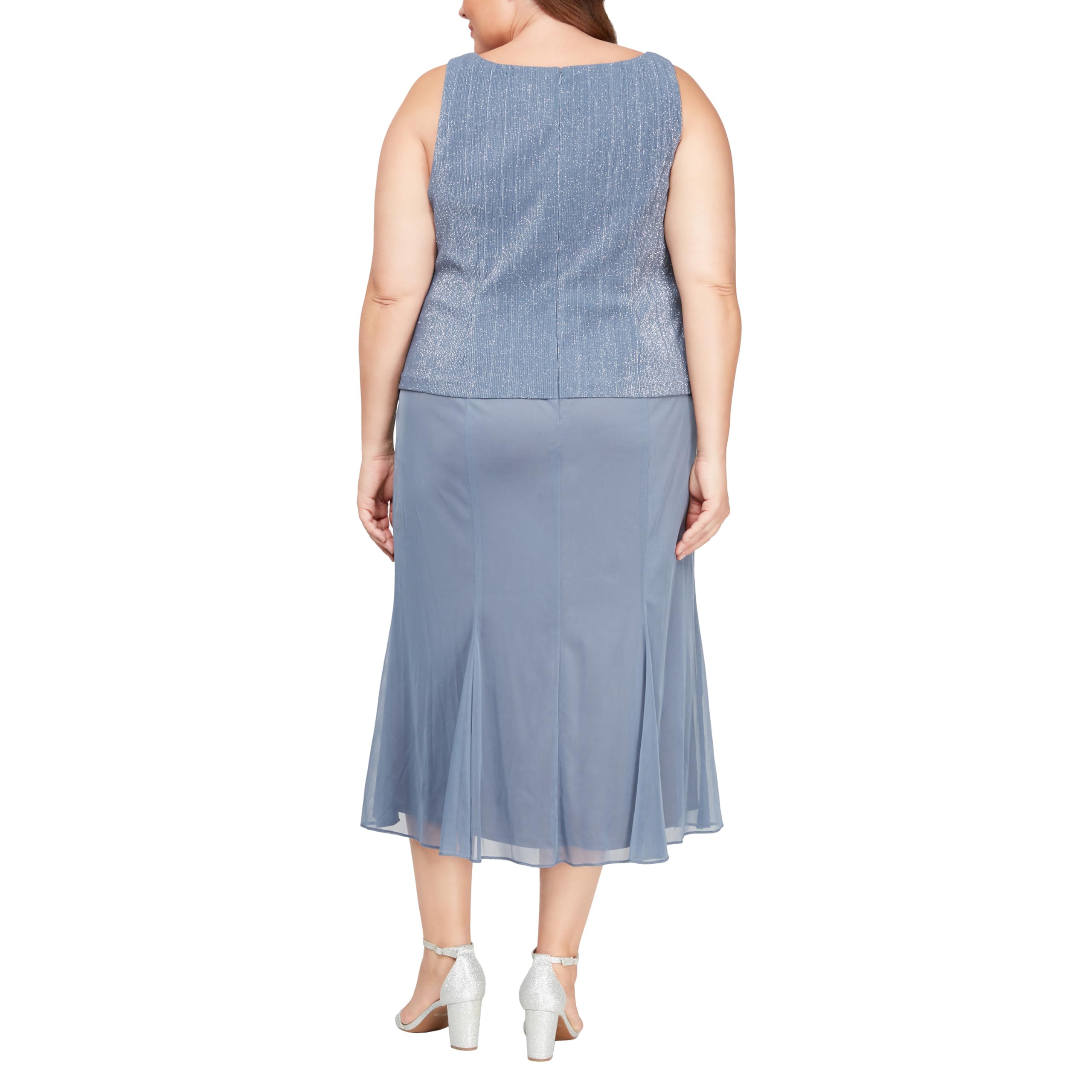 Alex Evenings Women's Plus Size Tea-Length Mother of The Bride Jacket Dress for Weddings, Formal Events & Special Occasions - Elegant Wedding Guest Outfit for Bridal Parties, Receptions & Evening Galas